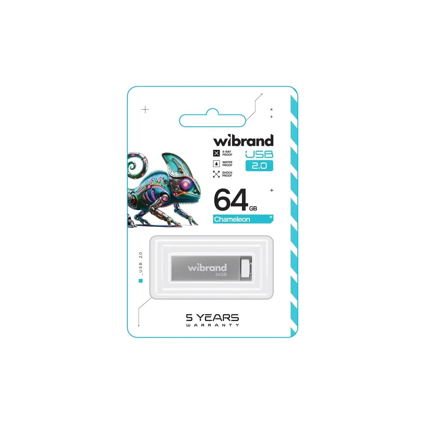 Wibrand 64GB Chameleon Silver USB 2.0 (WI2.0/CH64U6S) (UA) Тип: Классические; Объем памяти:
