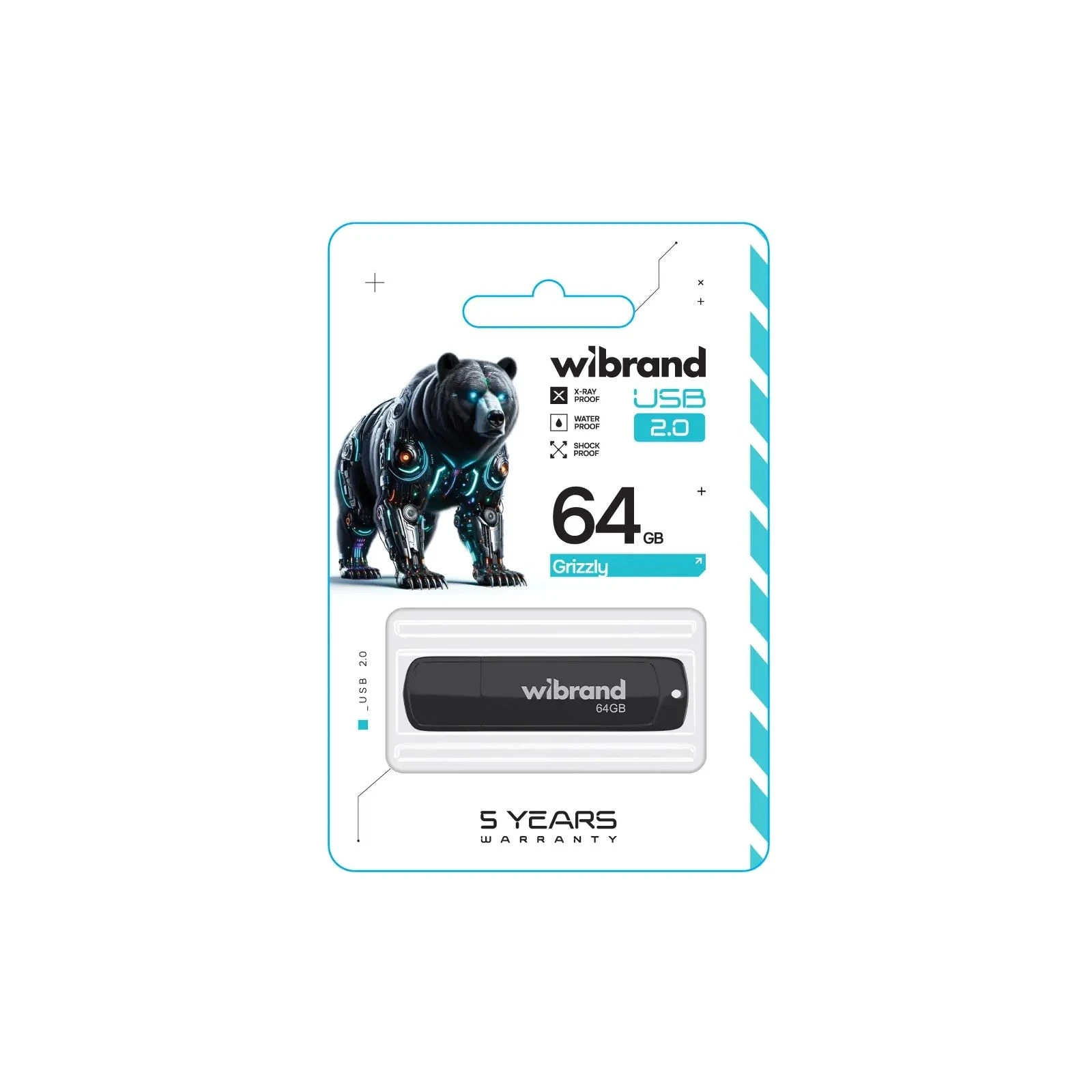 Wibrand 64GB Grizzly Black USB 2.0 (WI2.0/GR64P3B) (UA) Тип: Класичні; Об'єм пам'яті: 64 Gb;