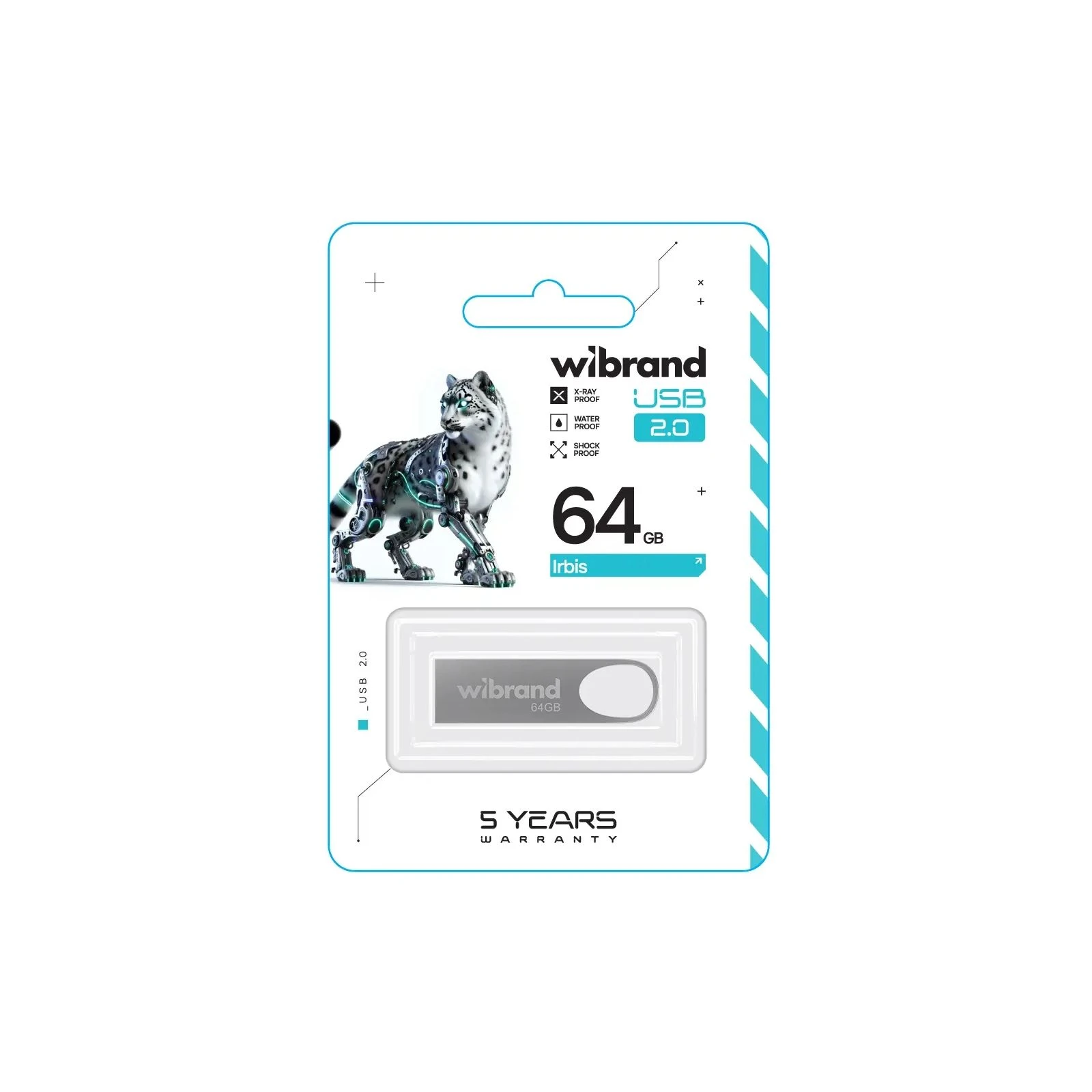 Wibrand 64GB Irbis Silver USB 2.0 (WI2.0/IR64U3S) (UA) Тип: Класичні, Суперкомпактні;