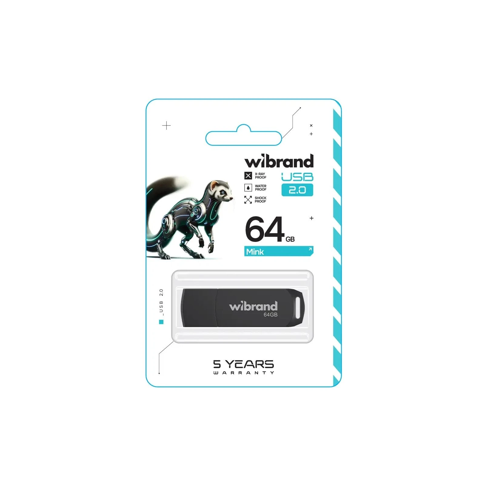 Wibrand 64GB Mink Black USB 2.0 (WI2.0/MI64P4B) (UA) Тип: Класичні; Об'єм пам'яті: 64 Gb;