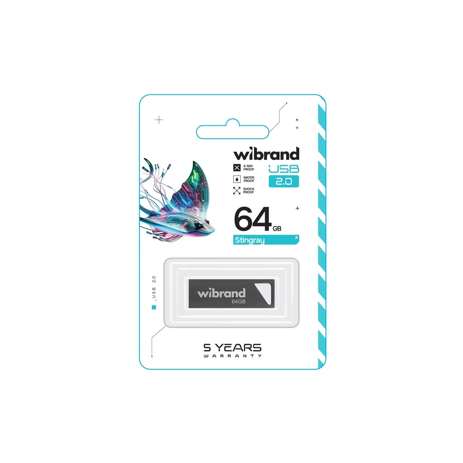 Wibrand 64GB Stingray Grey USB 2.0 (WI2.0/ST64U5G) (UA) Тип: Классические; Объем памяти: