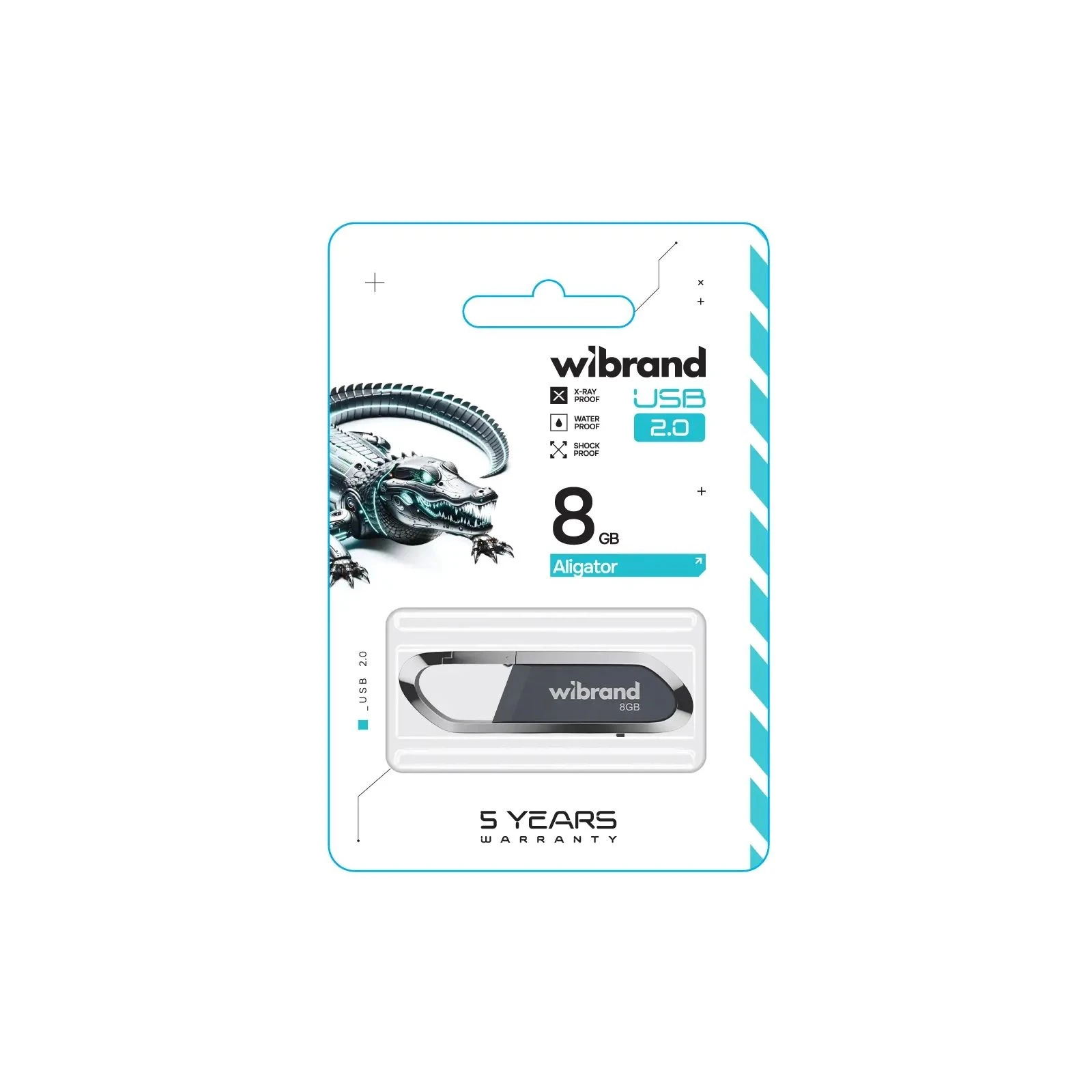 Wibrand 8GB Aligator Grey USB 2.0 (WI2.0/AL8U7G) (UA) Тип: Классические; Объем памяти: