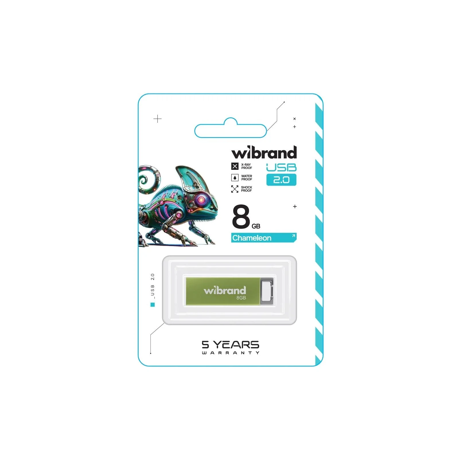 Wibrand 8GB Chameleon Green USB 2.0 (WI2.0/CH8U6LG) (UA) Тип: Классические; Объем памяти: