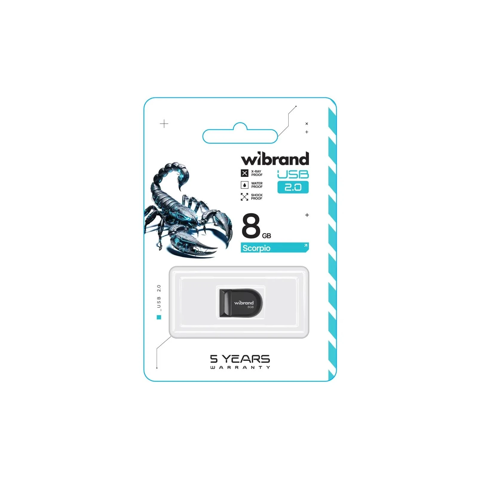 Wibrand 8GB Scorpio Black USB 2.0 (WI2.0/SC8M3B) (UA) Тип: Класичні, Суперкомпактні;