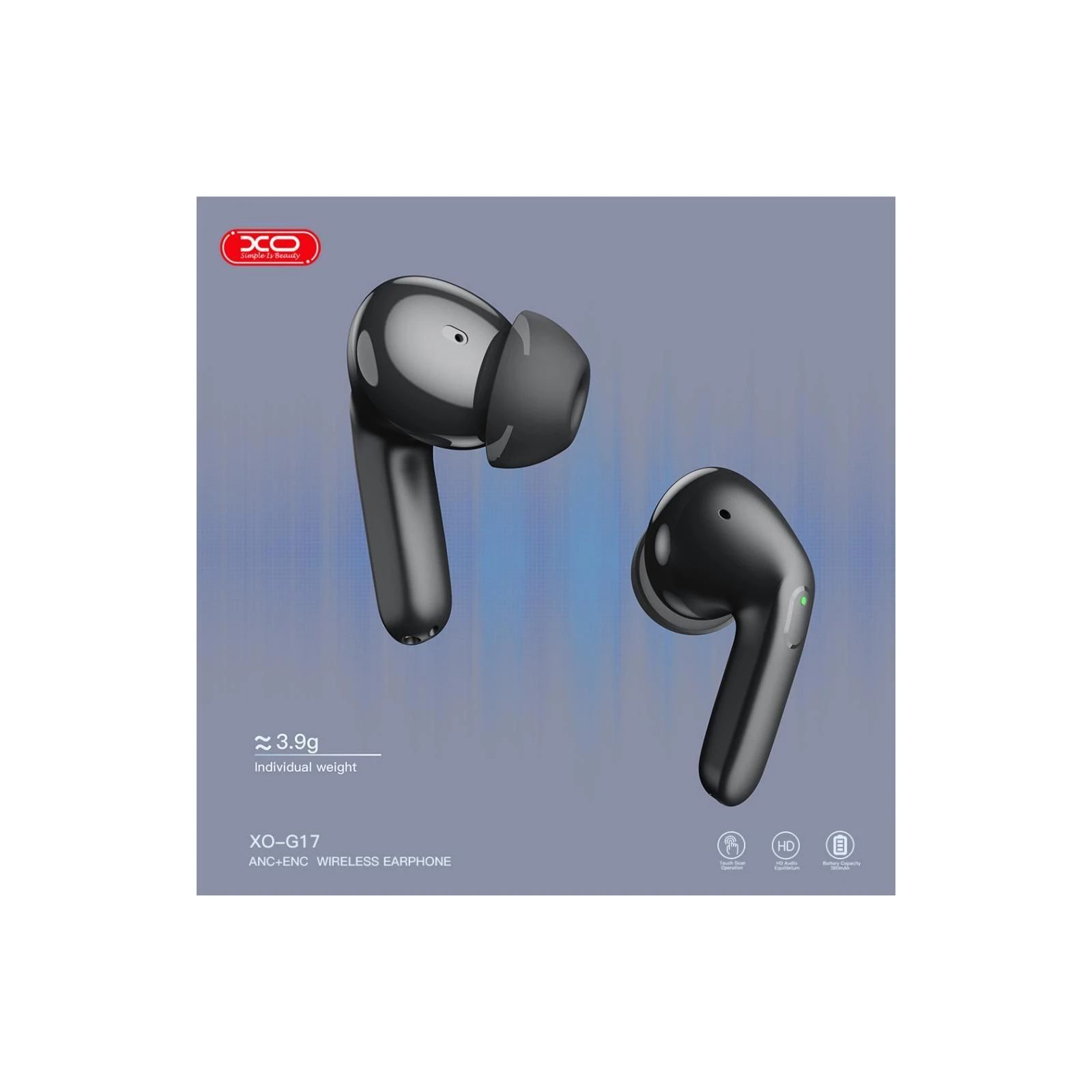 XO G17 ANC+ENC Black (XO-G17BK) (UA) Конструкция вакуумные / внутриканальные
