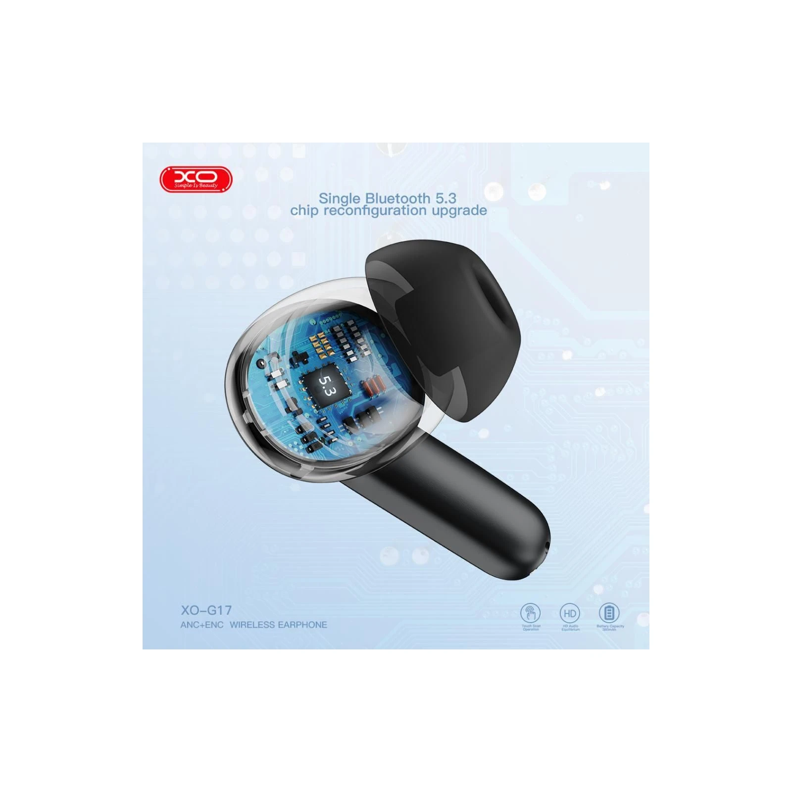 XO G17 ANC+ENC Black (XO-G17BK) (UA) Подключение беспроводное