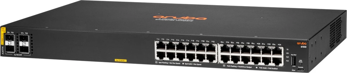 HPE Aruba 6100, 24xGE (JL677A) (UA) Тип: Коммутатор; Порты: 24 x 10 / 100 / 1000