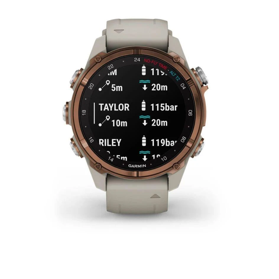 Garmin Descen Mk3i – 43 mm Bronze PVD Titanium with French Gray Silicone Band (010-02753-14) (UA) Пульсоксиметр (SpO2) есть