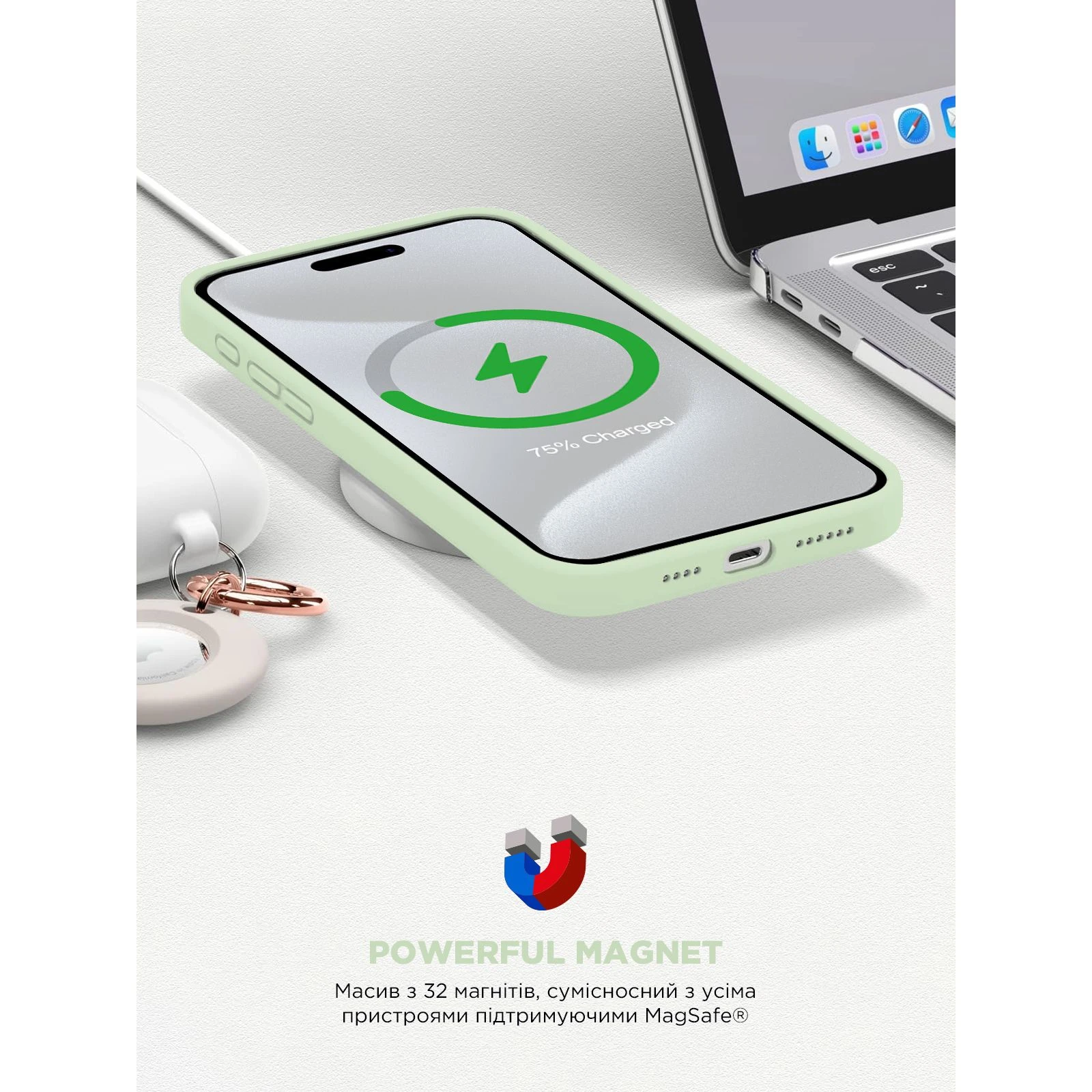 Чохол для мобільного телефону Armorstandart ICON2 MagSafe Apple iPhone 15 Pro Soft Mint (ARM77006) (UA) ТОП Популярних моделей: Apple iPhone 15