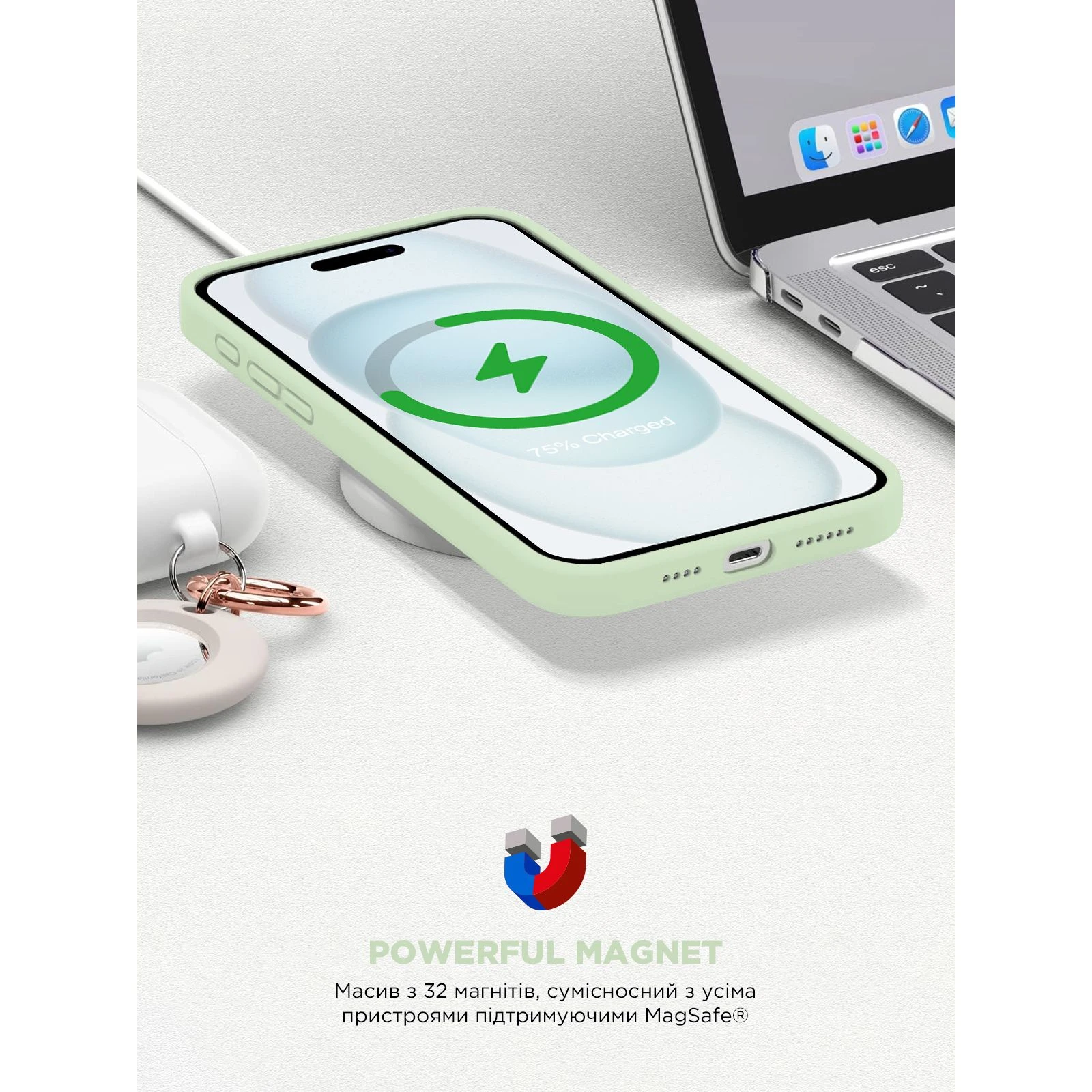 Чохол для мобільного телефону Armorstandart ICON2 MagSafe Apple iPhone 15 Soft Mint (ARM77010) (UA) ТОП Популярних моделей: Apple iPhone