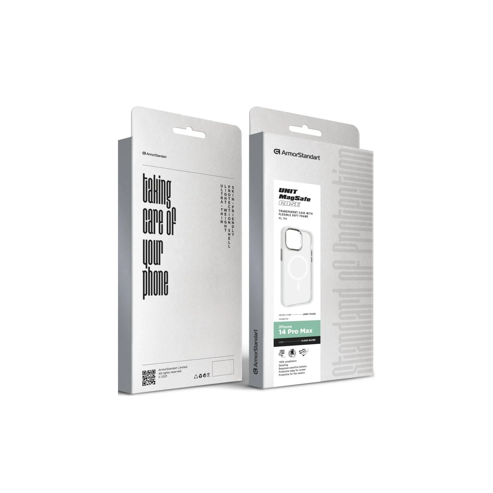 Чохол для мобільного телефону Apple iPhone 14 Pro Max Matte Clear Silver Armorstandart Unit MagSafe (ARM70438) (UA) ТОП Популярних моделей Apple iPhone 14 Pro Max