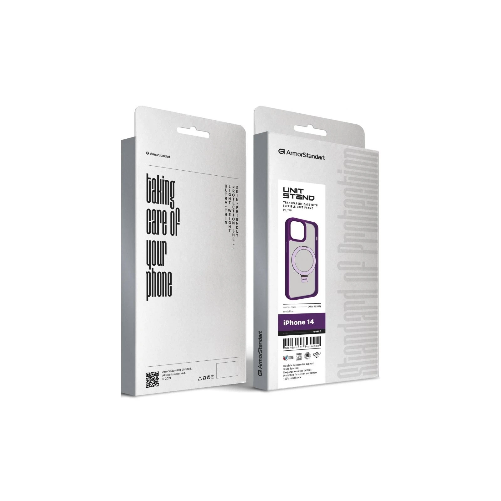 Чехол для мобильного телефона Armorstandart Unit Stand Apple iPhone 14 Purple (ARM70557) (UA) ТОП Популярных моделей Apple iPhone 14