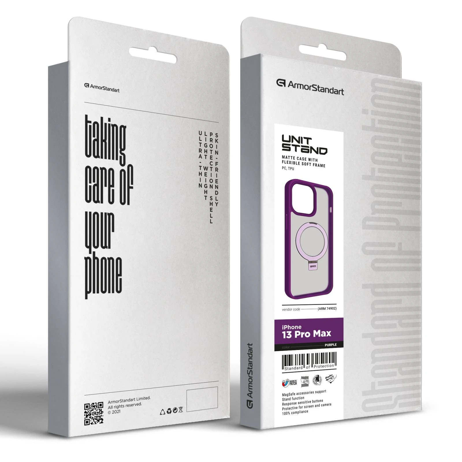 Чохол для мобільного телефону Armorstandart Unit Stand Apple iPhone 13 Pro Max Purple (ARM74902) (UA) ТОП Популярних моделей Apple iPhone 13 Pro Max