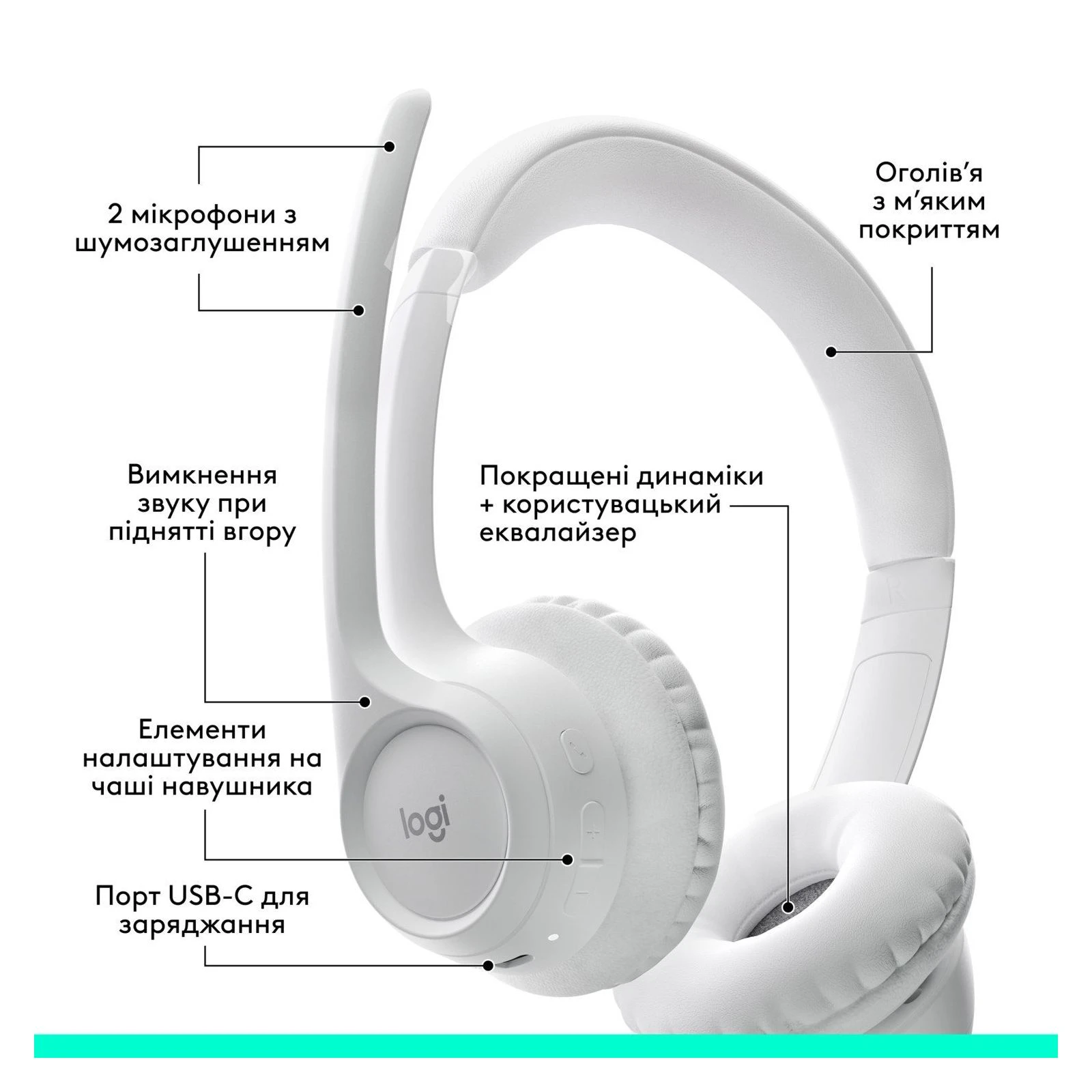 Logitech Zone 300 Bluetooth Off-White (981-001417) (UA) Интерфейс подключения Bluetooth