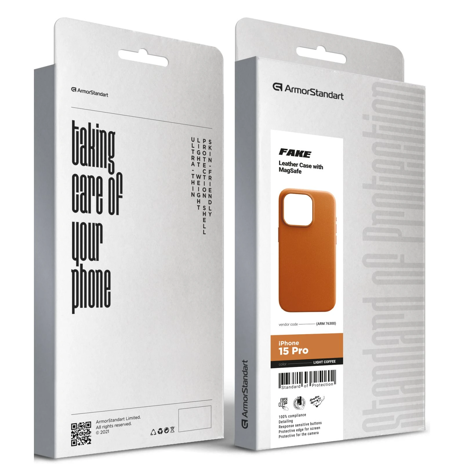 Чохол для мобільного телефону Armorstandart FAKE Leather Case Apple iPhone 15 Pro Light Coffee (ARM76300) (UA) ТОП Популярних моделей Apple iPhone 15 Pro