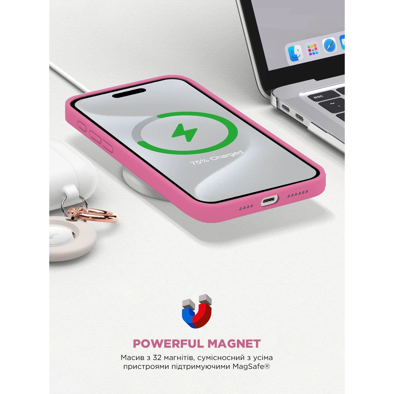 Чохол для мобільного телефону Armorstandart ICON2 MagSafe Apple iPhone 15 Pro Pink (ARM77005) (UA) ТОП Популярних моделей: Apple iPhone 15