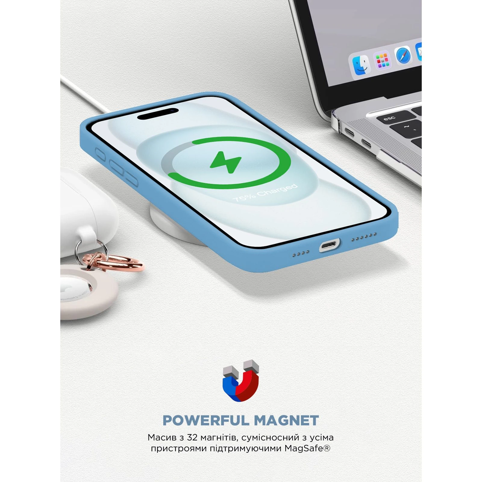 Чехол для мобильного телефона Armorstandart ICON2 MagSafe Apple iPhone 15 Light Blue (ARM77012) (UA) ТОП Популярных моделей Apple iPhone 15