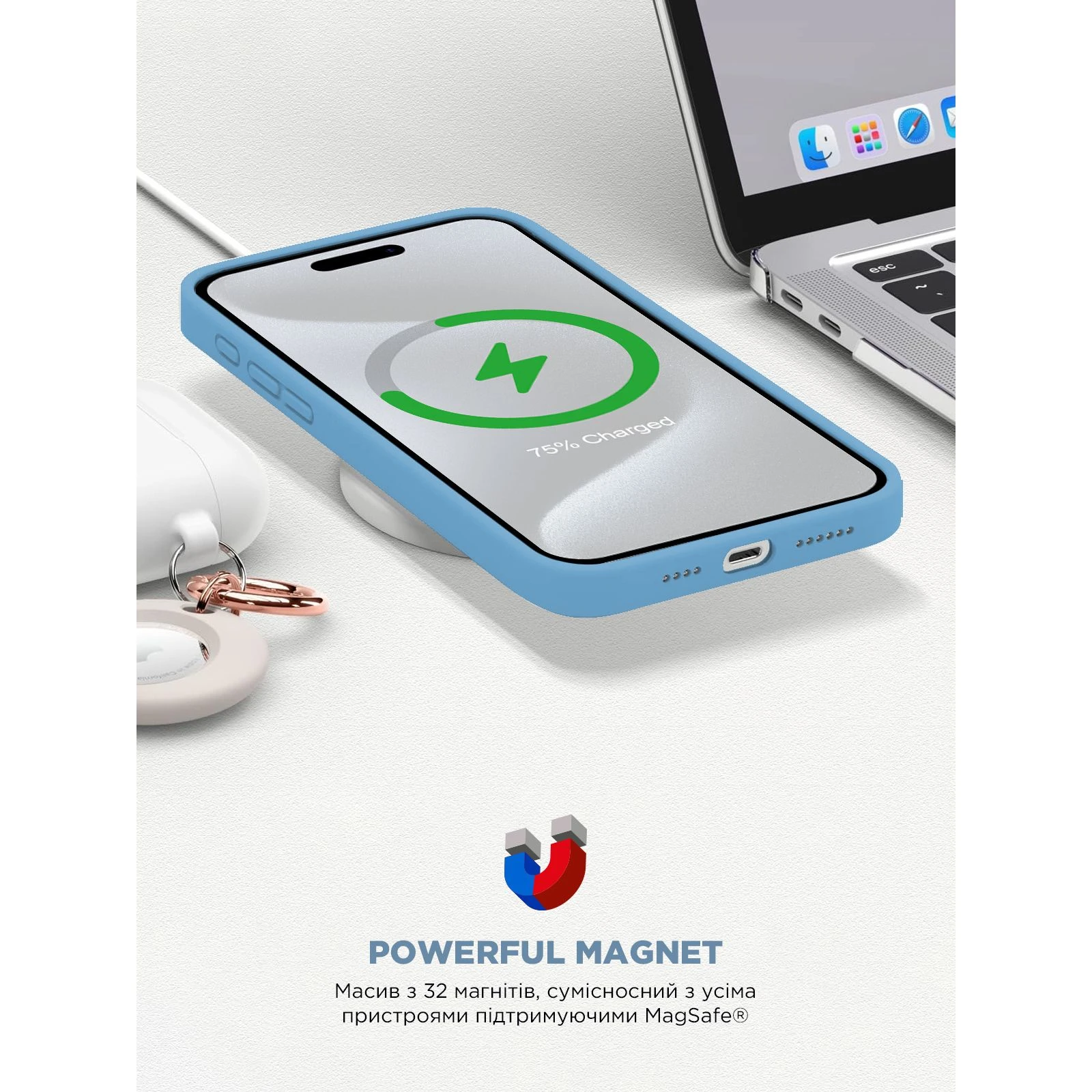 Чохол для мобільного телефону Armorstandart ICON2 MagSafe Apple iPhone 15 Pro Max Light Blue (ARM77016) (UA) ТОП Популярних моделей: Apple iPhone 15