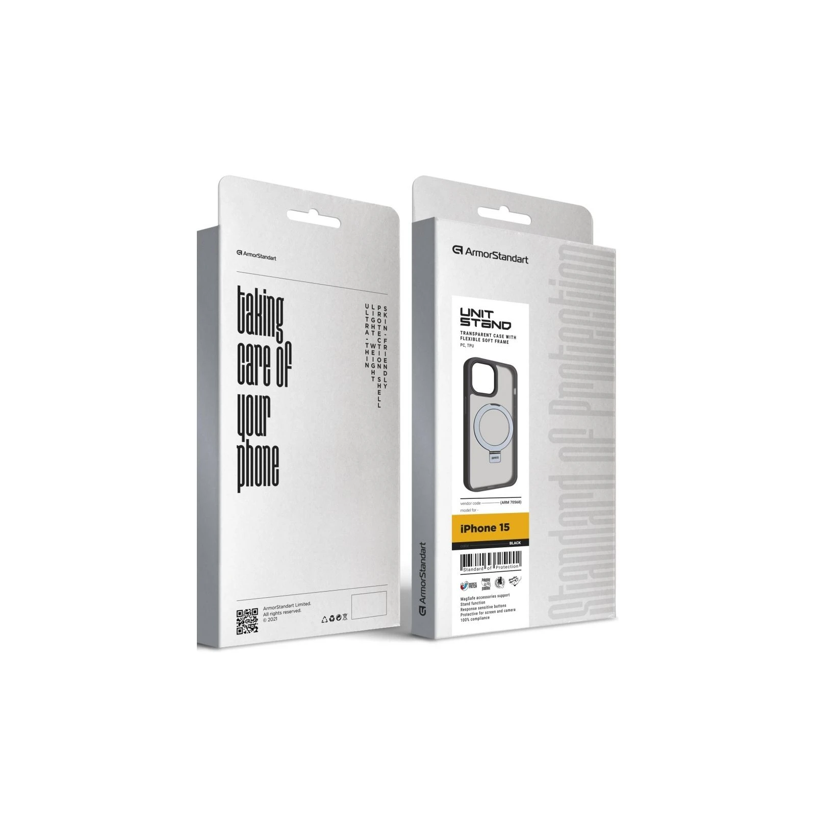 Чохол для мобільного телефону Armorstandart Unit Stand Apple iPhone 15 Black (ARM70568) (UA) ТОП Популярних моделей Apple iPhone 15