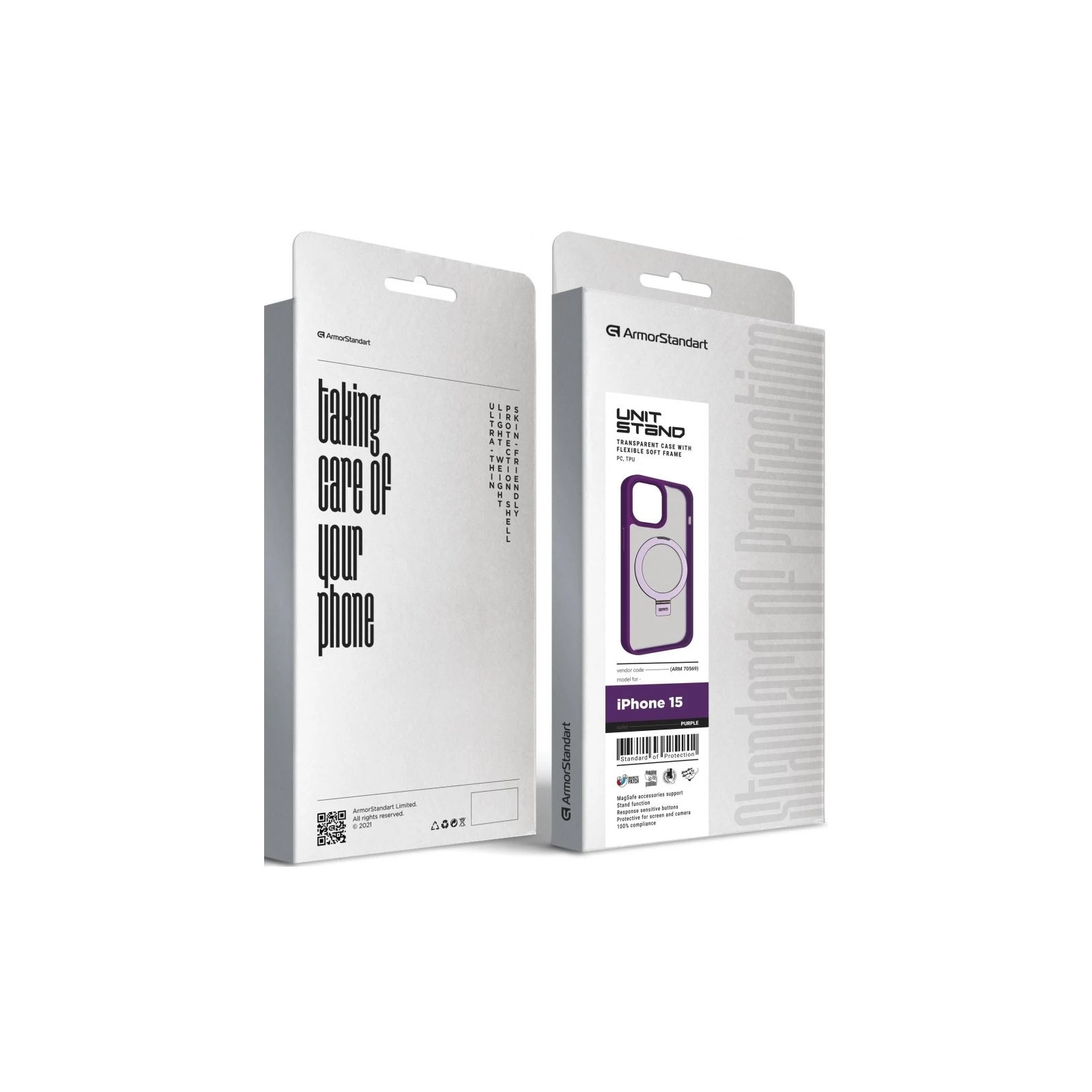 Чохол для мобільного телефону Armorstandart Unit Stand Apple iPhone 15 Purple (ARM70569) (UA) ТОП Популярних моделей Apple iPhone 15