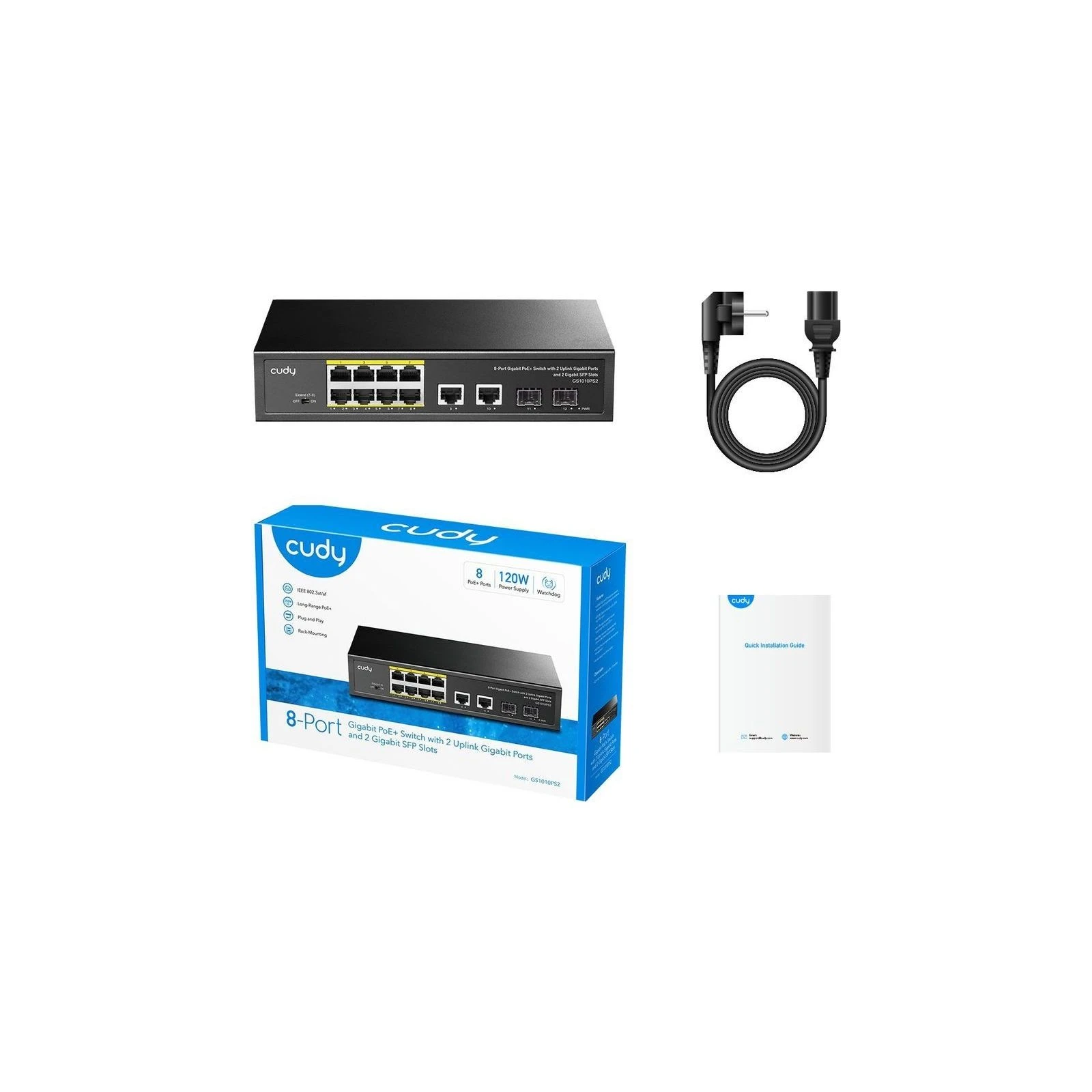 Комутатор мережевий Cudy GS1010PS2(120W) (UA) Форм-фактор настільний/у стійку