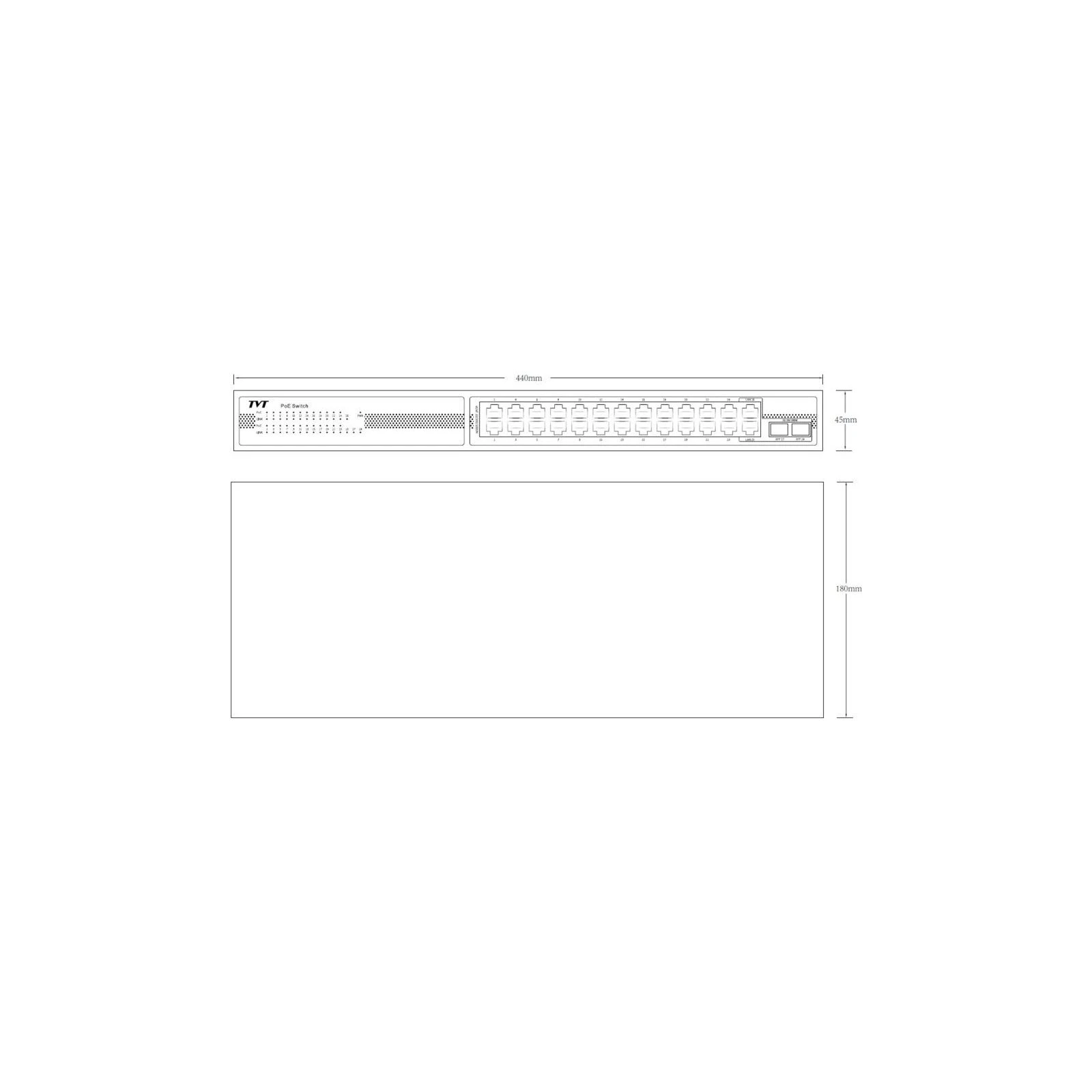 Комутатор мережевий TVT DIGITAL TD-B2224S1-PGA (UA) Тип: некерований; Форм-фактор: у