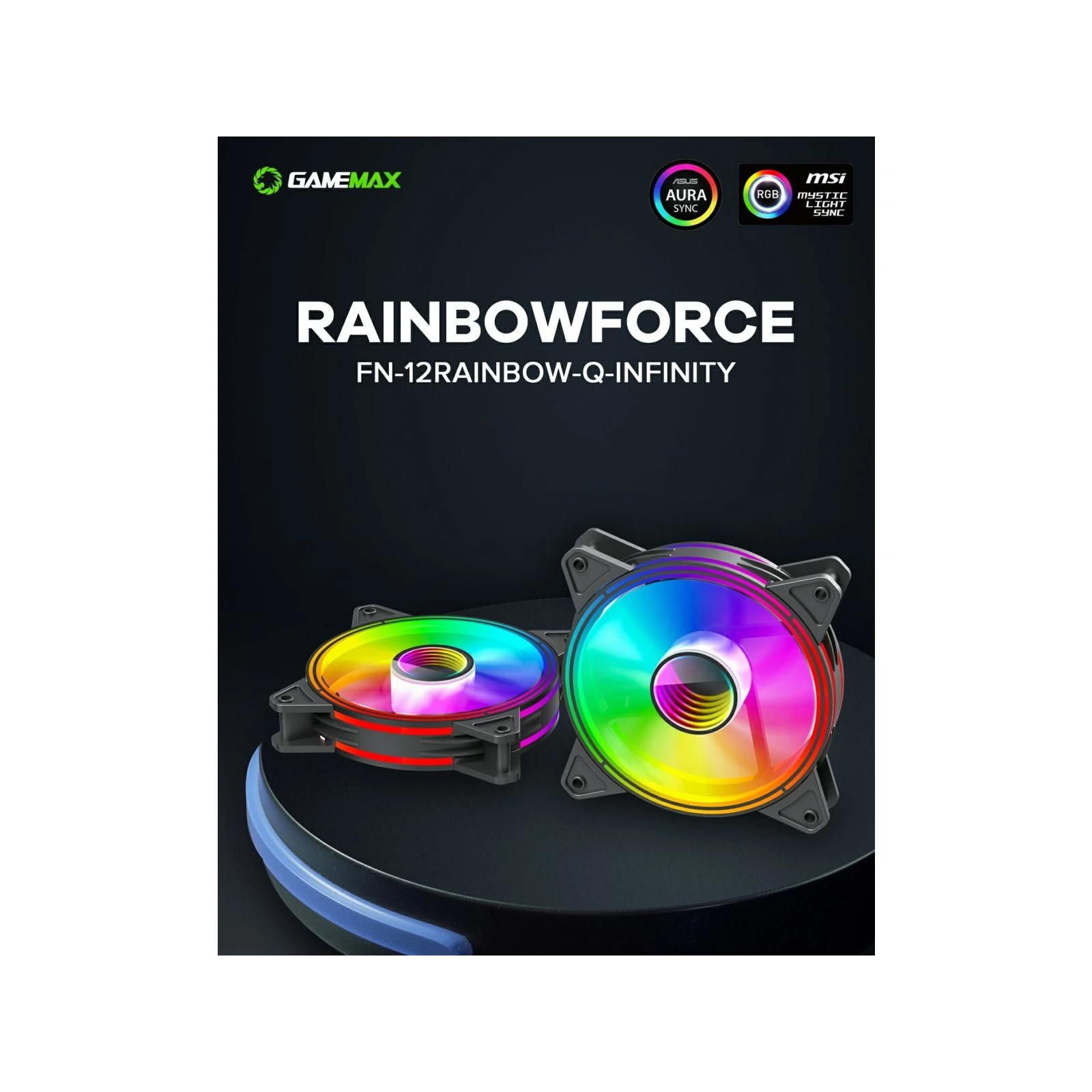 Кулер для корпусу Gamemax FN-12Rainbow-Q-Infinity (UA) Тип підшипника гідродинамічний підшипник