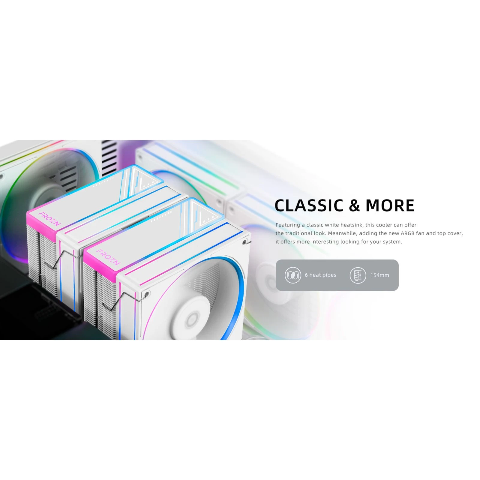 Кулер для процесора ID-Cooling Frozn A620 ARGB White (FROZN A620 ARGB White) (UA) Максимальна частота обертання 2000 об/хв 