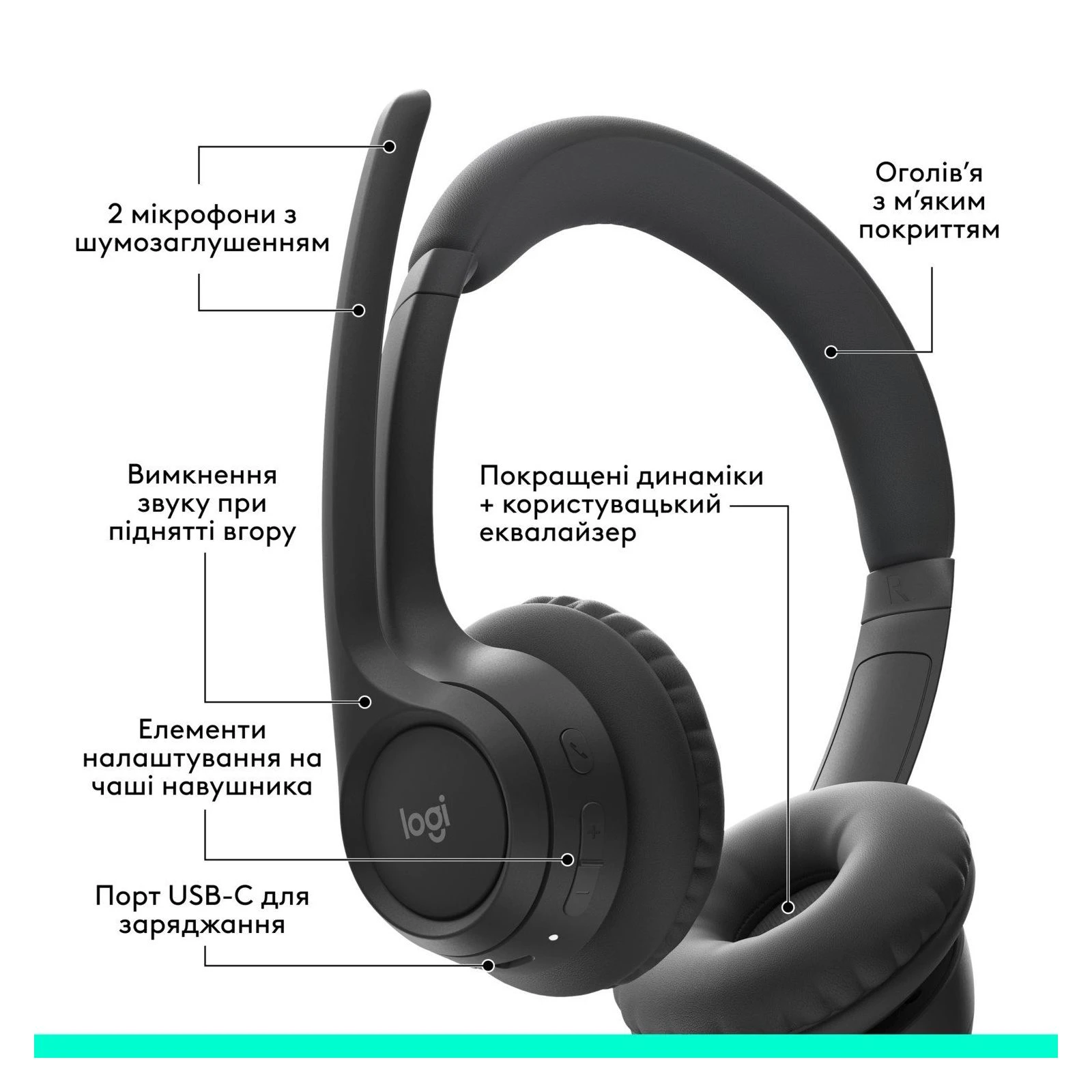 Logitech Zone 300 Bluetooth Graphite (981-001407) (UA) Интерфейс подключения Bluetooth