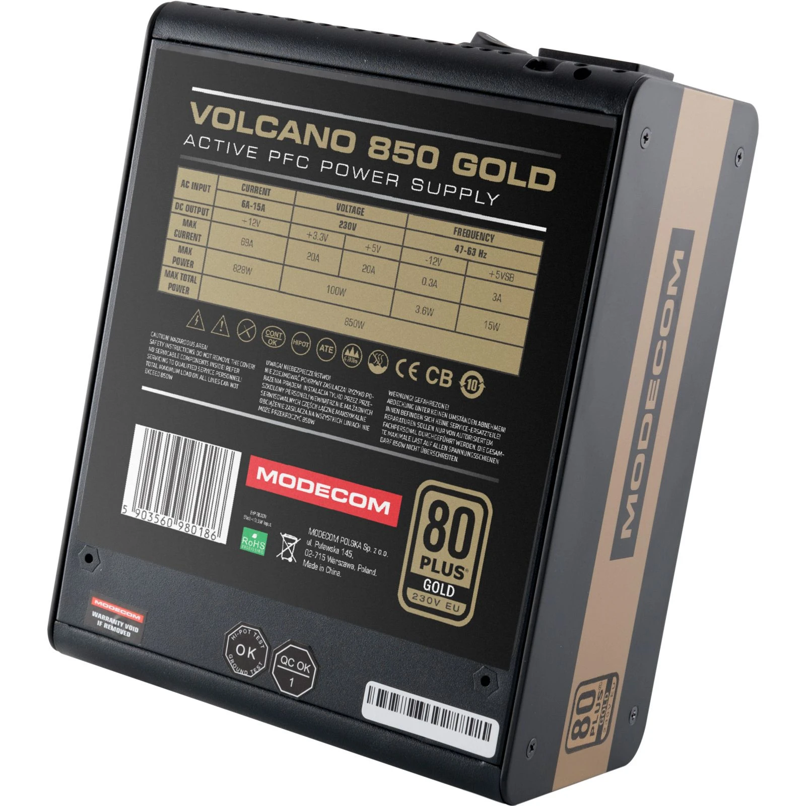 Modecom 850W (ZAS-MC92-SM-850-ATX-VOLCA) (UA) Тип ПК: для комп'ютерів; Стандарт