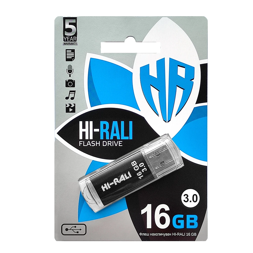 USB3.0 16GB Hi-Rali Rocket Series Black (HI-16GB3VCBK) Інтерфейс: USB 3.0; Об'єм пам'яті: 16