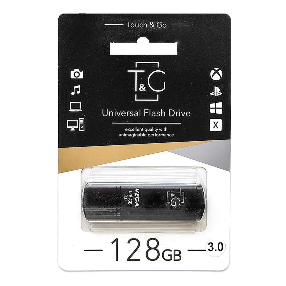 USB3.0 128GB T&G 121 Vega Series Black (TG121-128GB3BK) Інтерфейс: USB 3.0; Об'єм пам'яті: 128