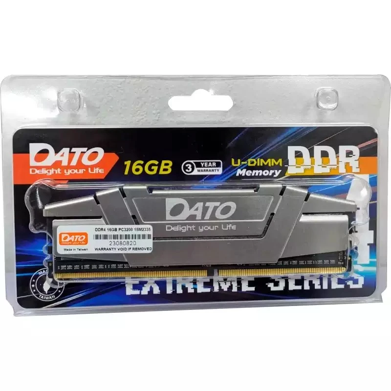 DDR4 16GB/3200 Dato Extreme Grey (EXB16G4DLDND32) (UA) Частота пам'яті: 3200 МГц; Об'єм