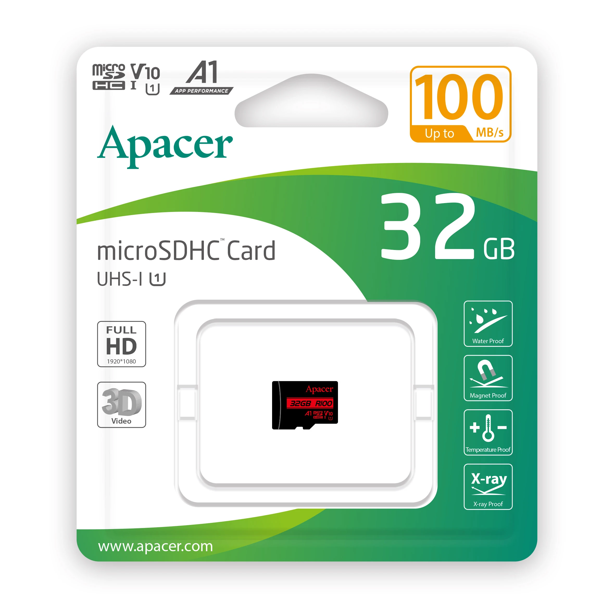 MicroSDHC 32GB UHS-I Class 10 Apacer (AP32GMCSH10UB-RA) (UA) Тип карты: microSDHC; Объем памяти: 32