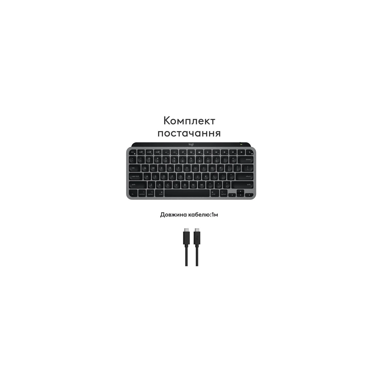 Logitech MX Keys Mini для MAC Wireless UA Space Grey (920-012652) (UA) Формат клавіатури компактна