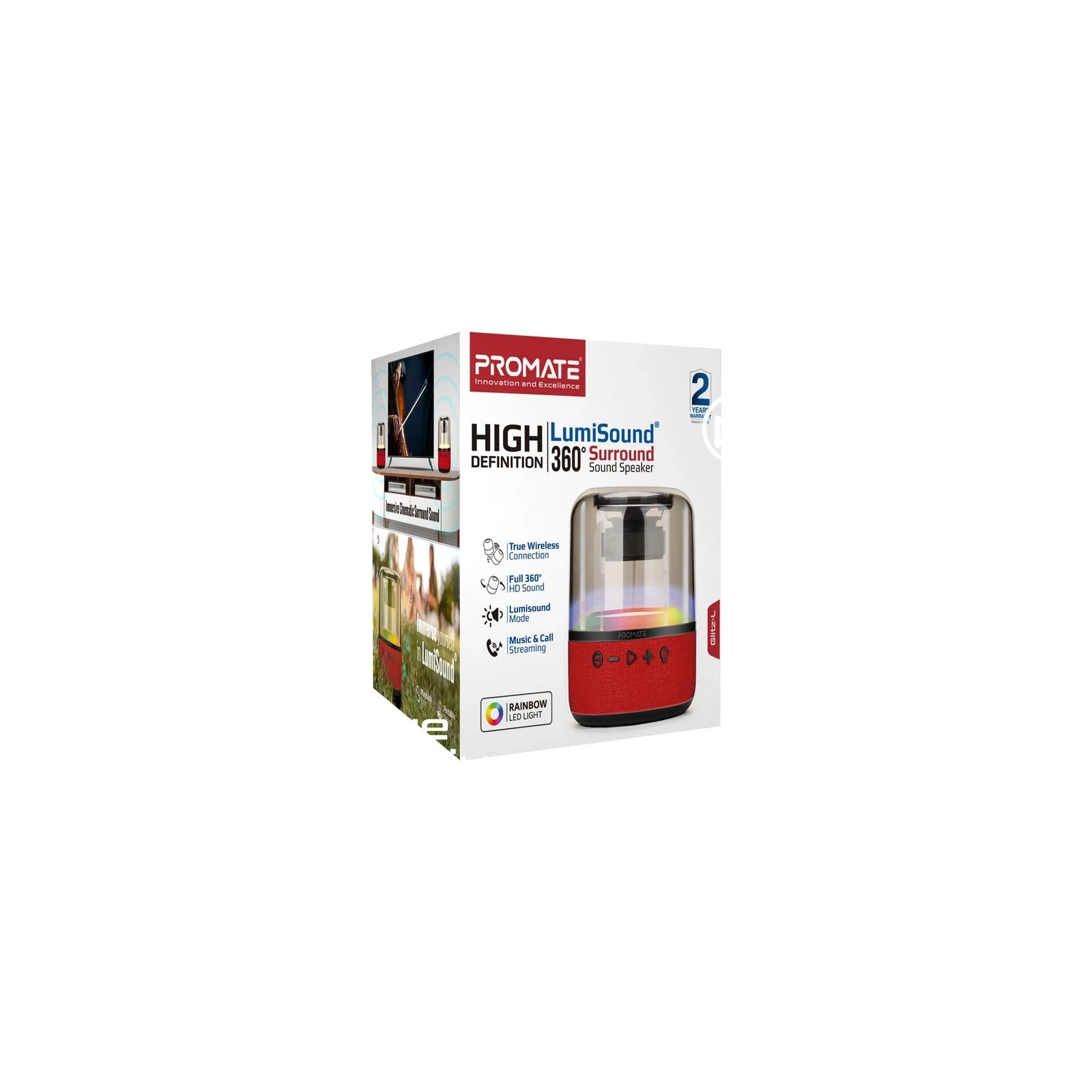 Promate Glitz-L Red (glitz-l.red) (UA) Тип: портативні колонки;