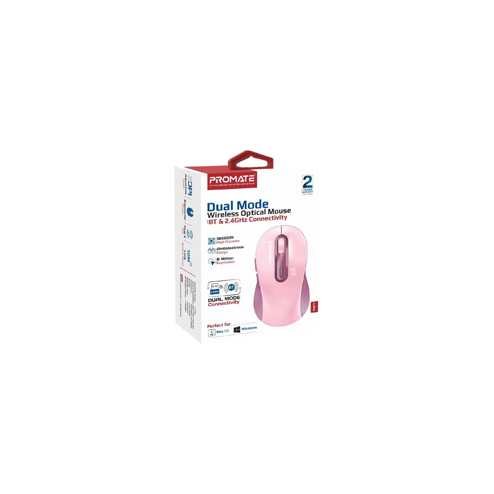 Promate Ken Wireless/Bluetooth Pink (ken.pink) (UA) Назначение: для ноутбука;