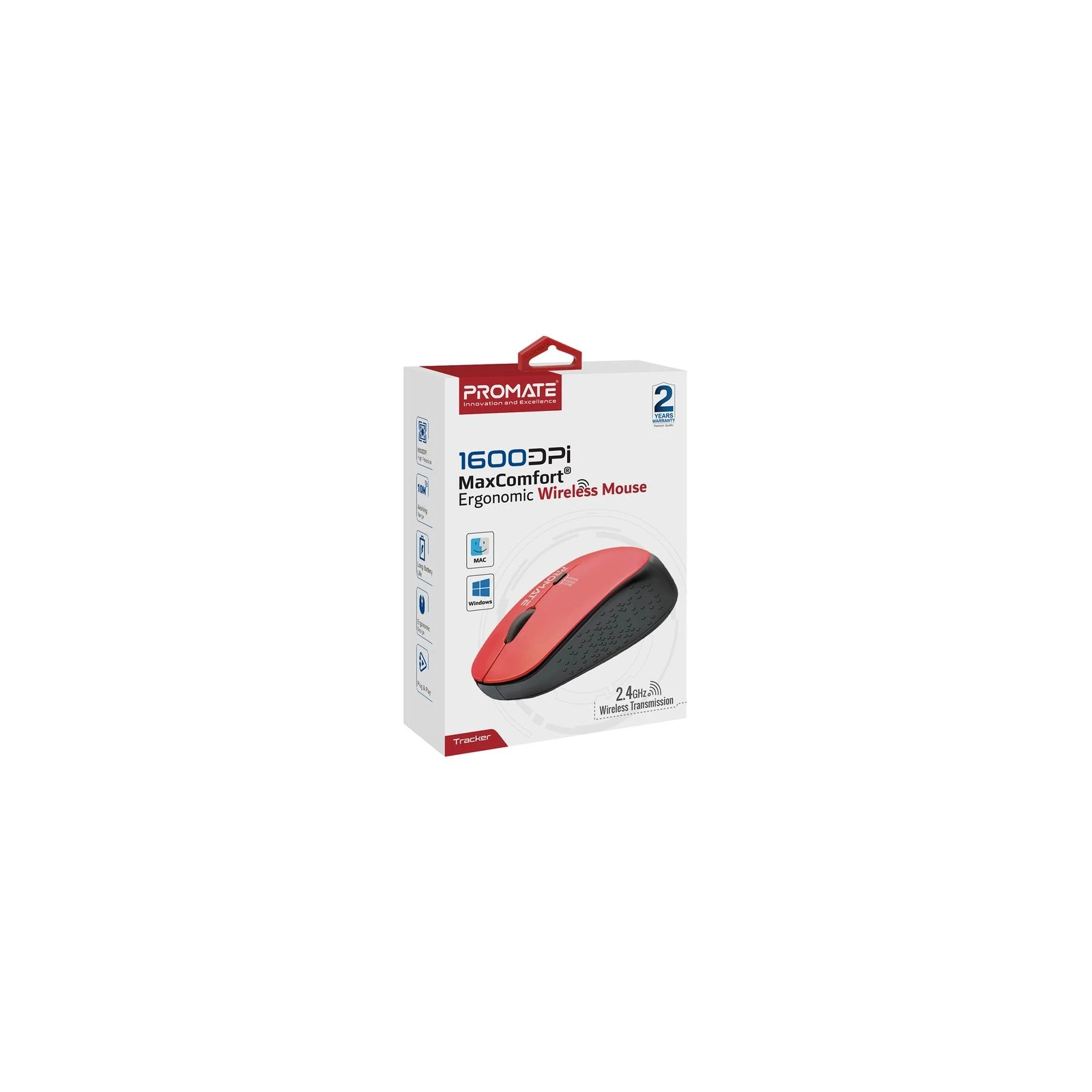 Promate Tracker Wireless Red (tracker.red) (UA) Дозвіл (max) 1600 dpi