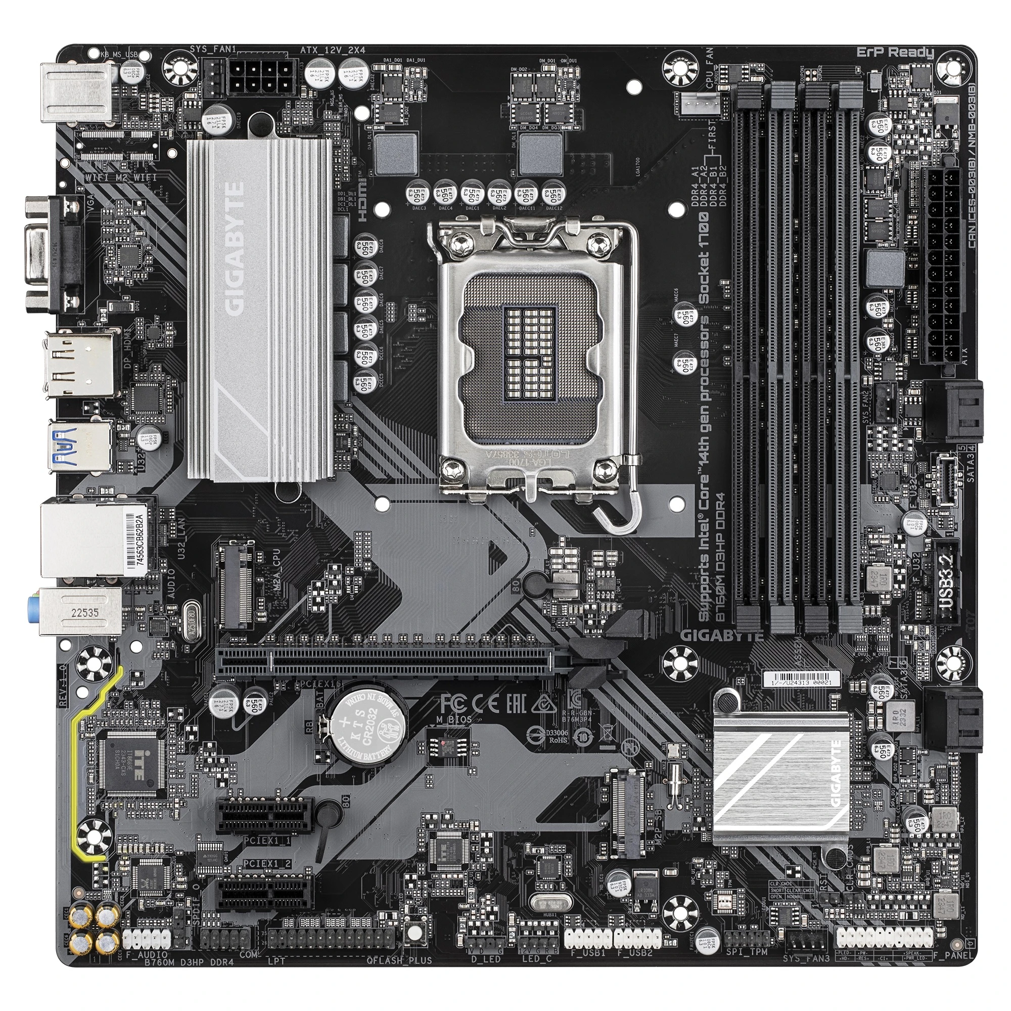 Gigabyte B760M D3HP DDR4 Socket 1700 (UA) Сокет: LGA1700; Чипсет: Intel B760 Express;