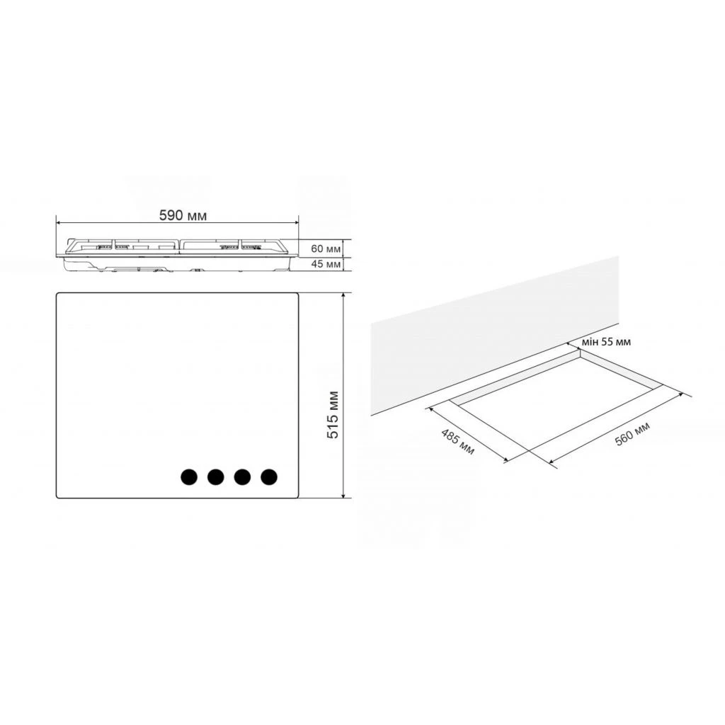 Eleyus IMPREZA 60 BG CF (UA) Тип поверхности: газовая;