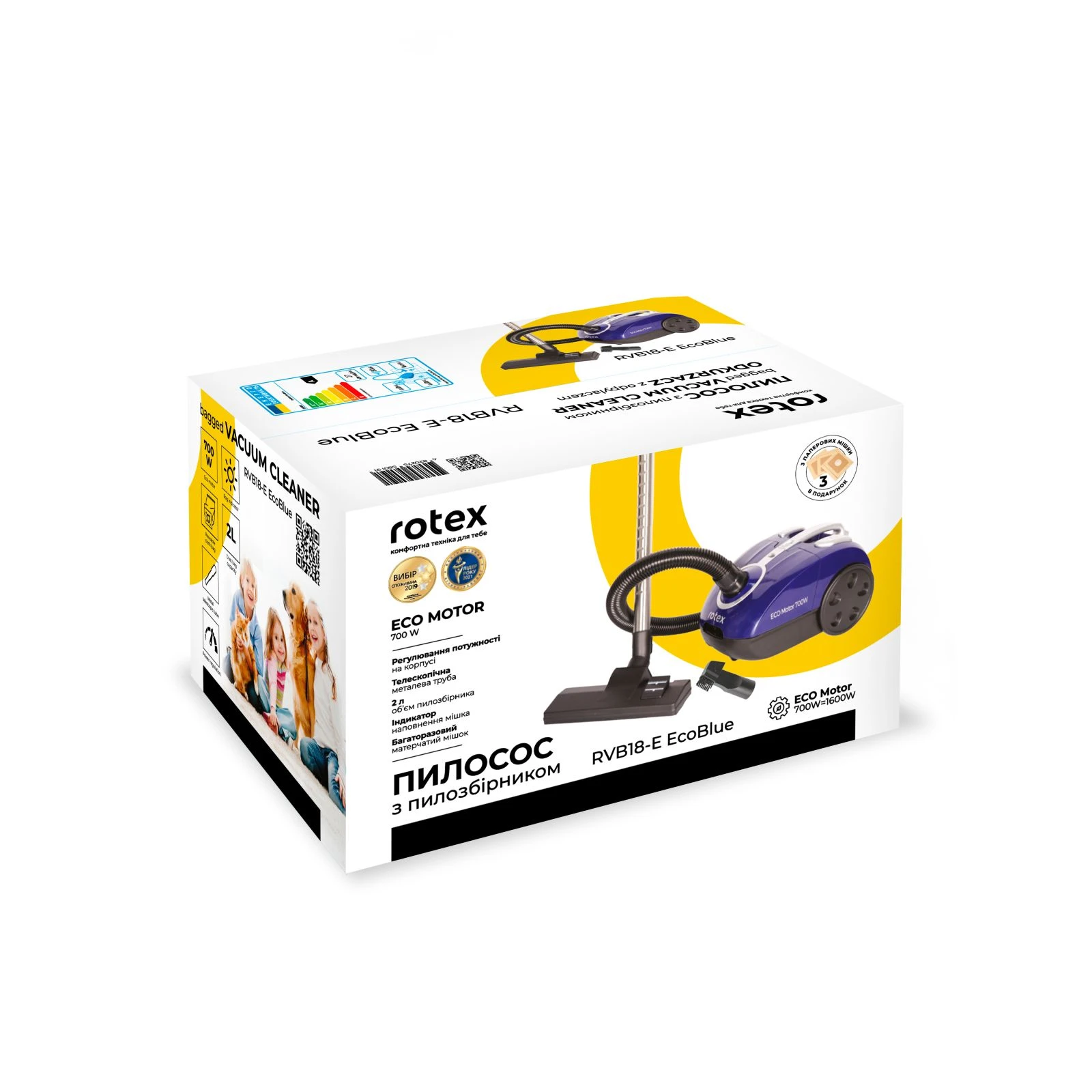 Rotex RVB18-E EcoBlue (UA) Тип пилососу: класичний; Тип