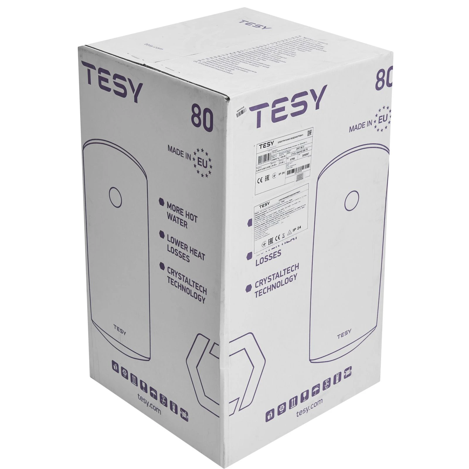 Tesy TESY DRY 80 (UA) Форма бойлера: цилиндрическая;