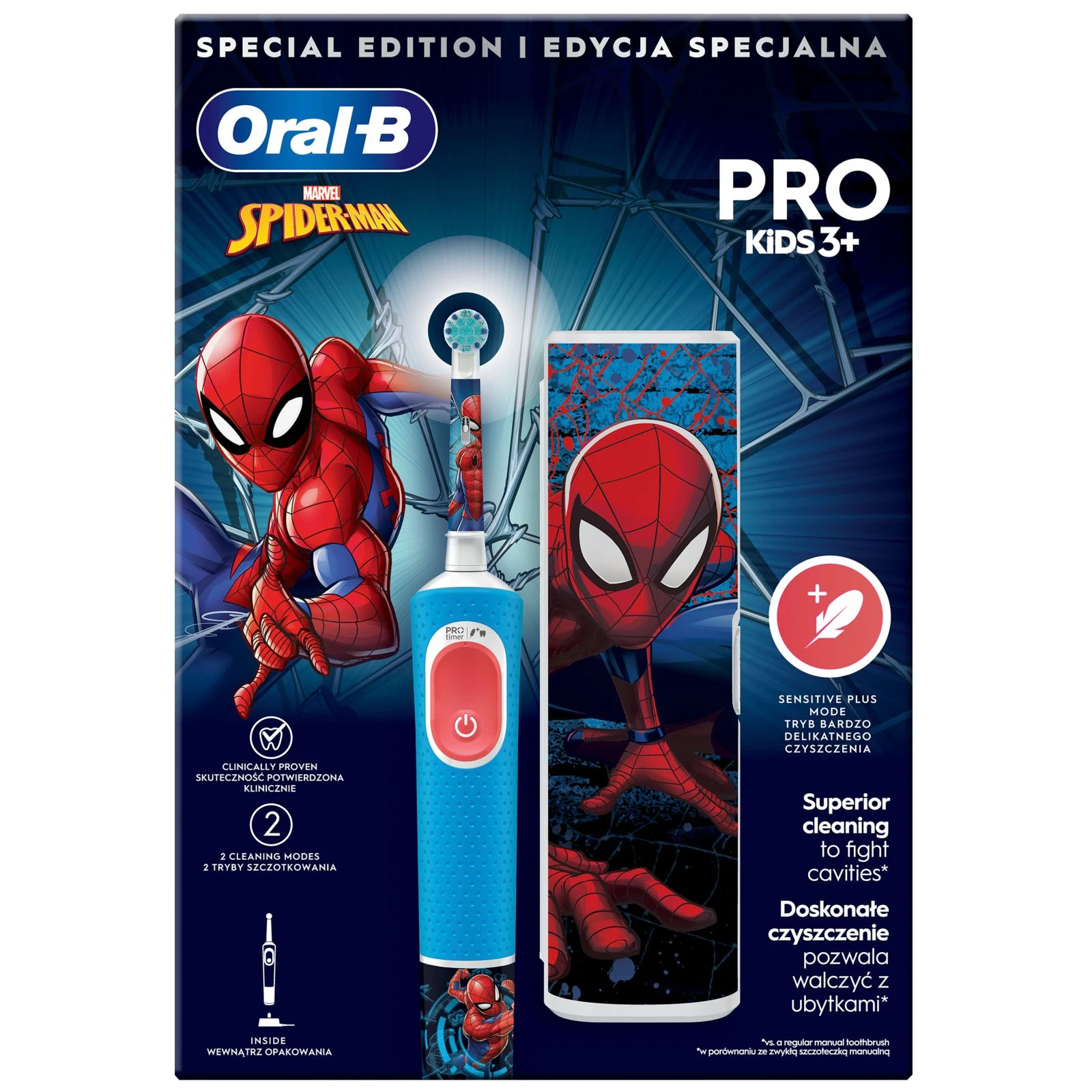 Электрическая зубная щетка Oral-B D103.413.2KX Spiderman (8006540773567) (UA) Количество режимов работы 2
