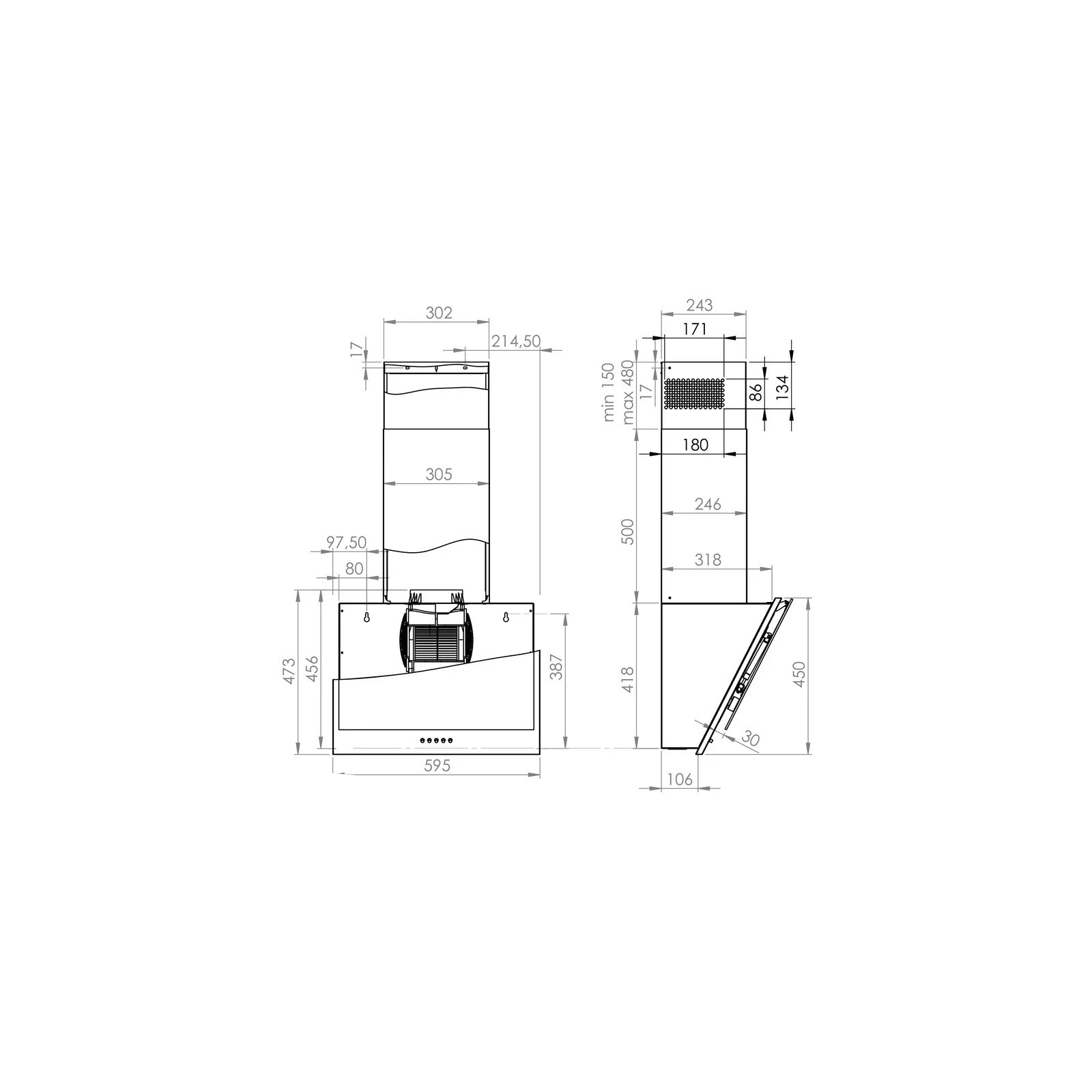 Gorenje WHI6SYB (UA) Продуктивність 650 м3/година