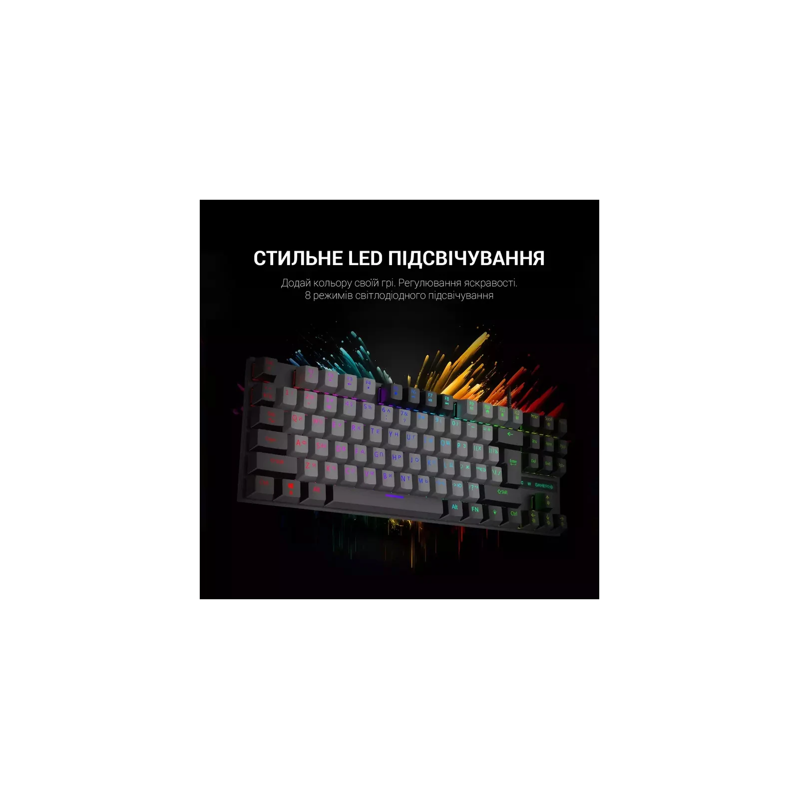 GamePro MK100B Blue Switch LED USB Black (MK100B) (UA) Тип: ігрова, мультимедійна, з