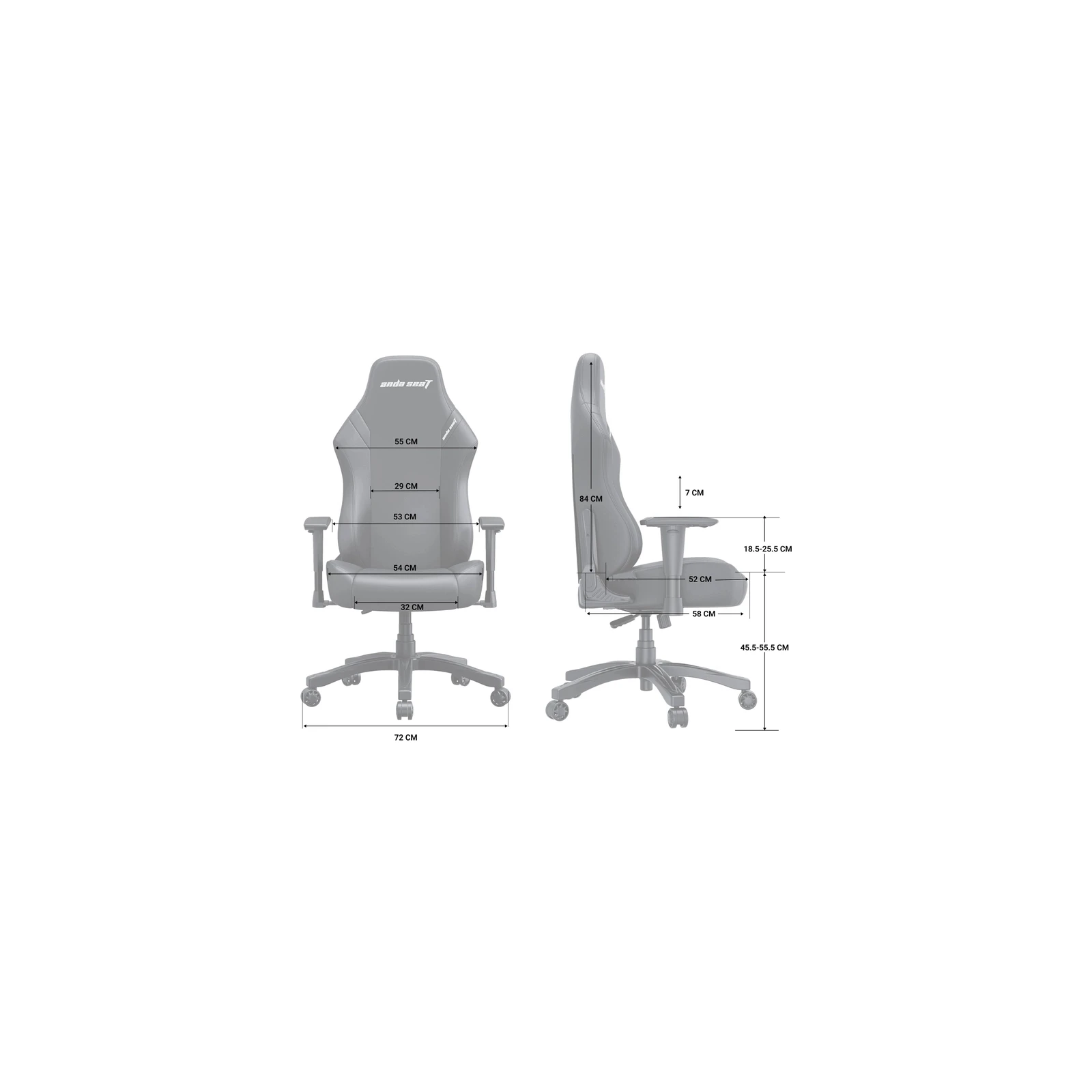 Anda Seat Luna Fabric Size L Grey (AD18-44-G-F) (UA) Настройка смягчения поясницы есть