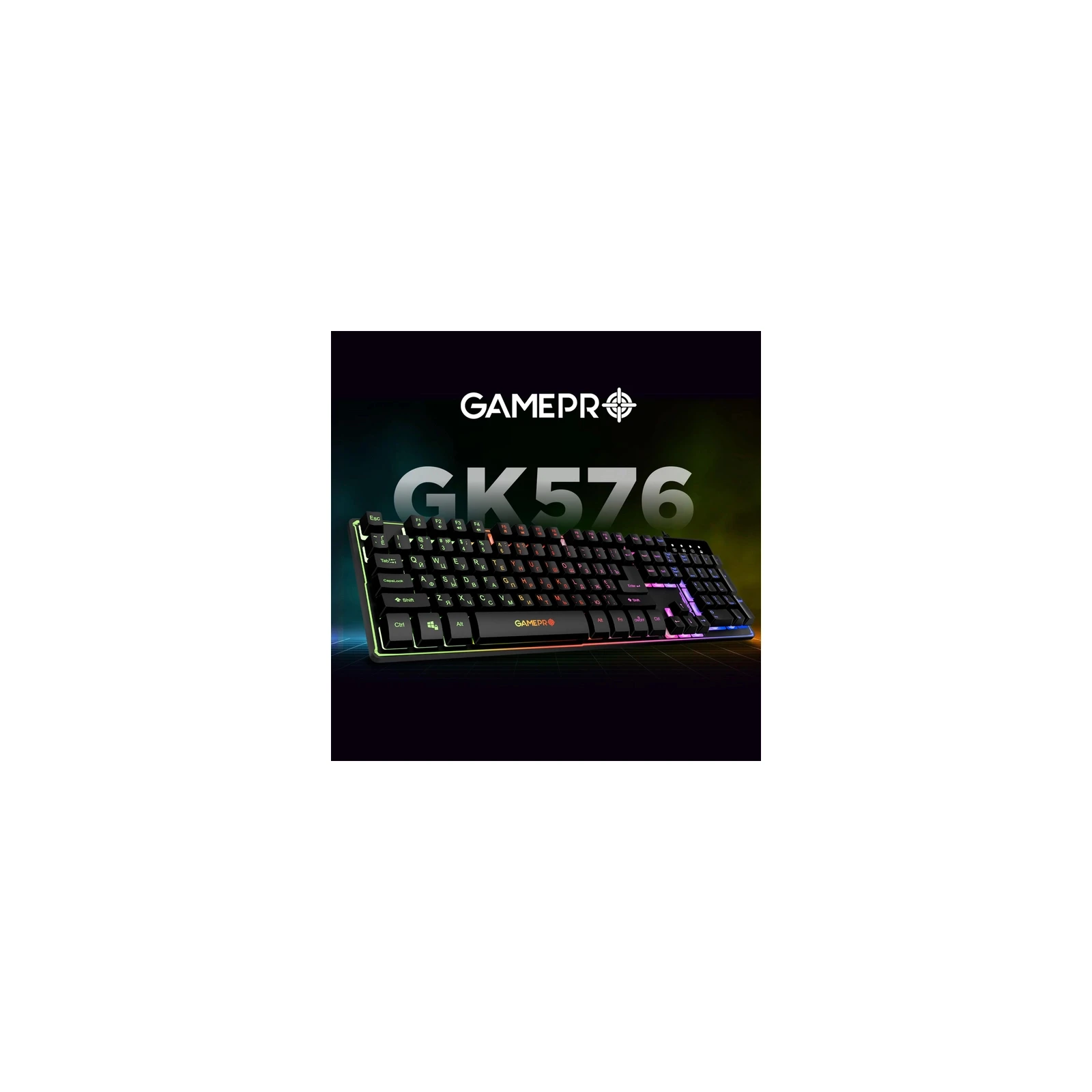GamePro GK576 Nitro+ USB Black (GK576) (UA) Розкладка клавіатури англійська, українська, російська