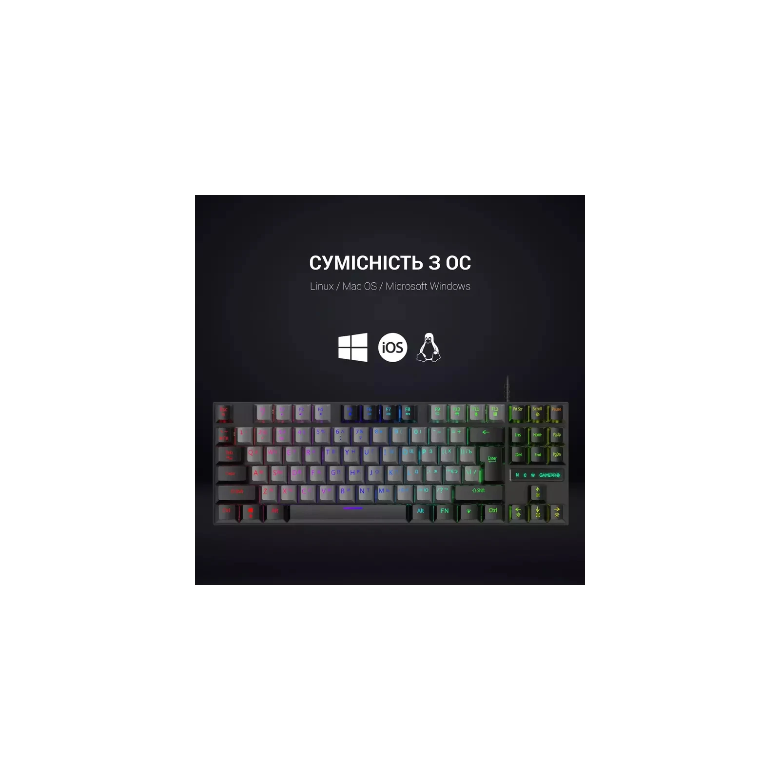 GamePro MK100B Blue Switch LED USB Black (MK100B) (UA) Призначення для ПК