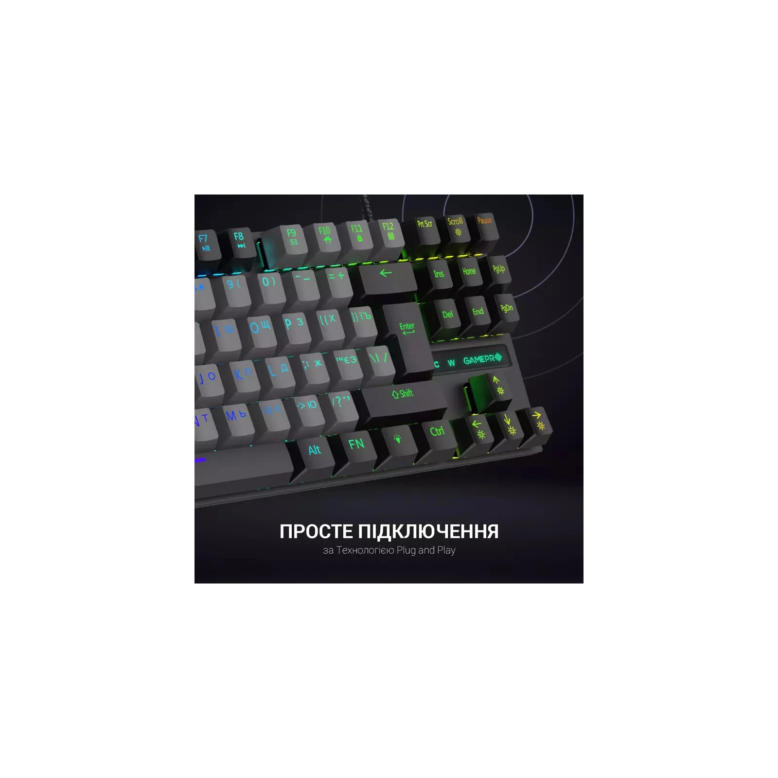 GamePro MK100B Blue Switch LED USB Black (MK100B) (UA) Підсвічування клавіш є