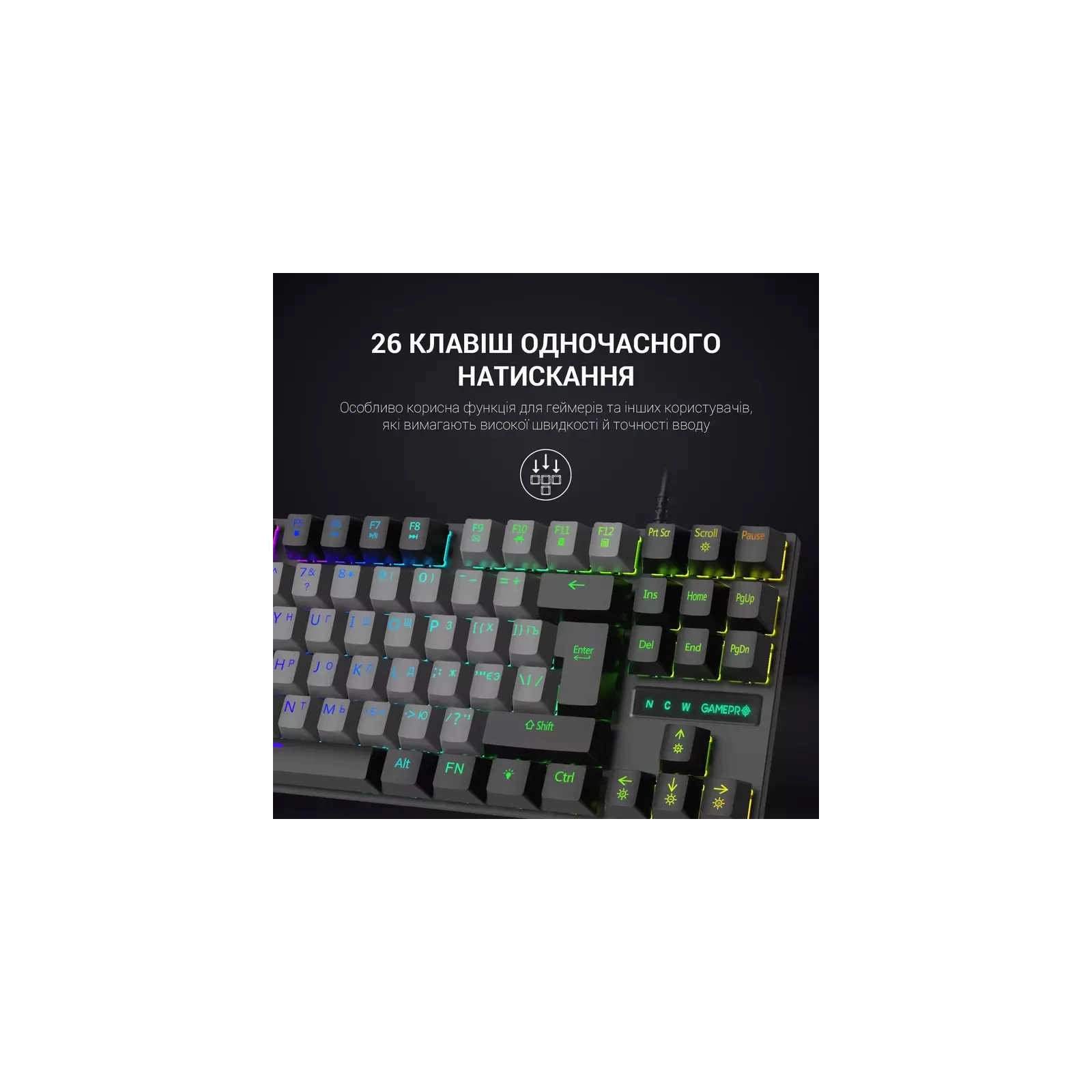 GamePro MK100B Blue Switch LED USB Black (MK100B) (UA) Тип підключення провідна